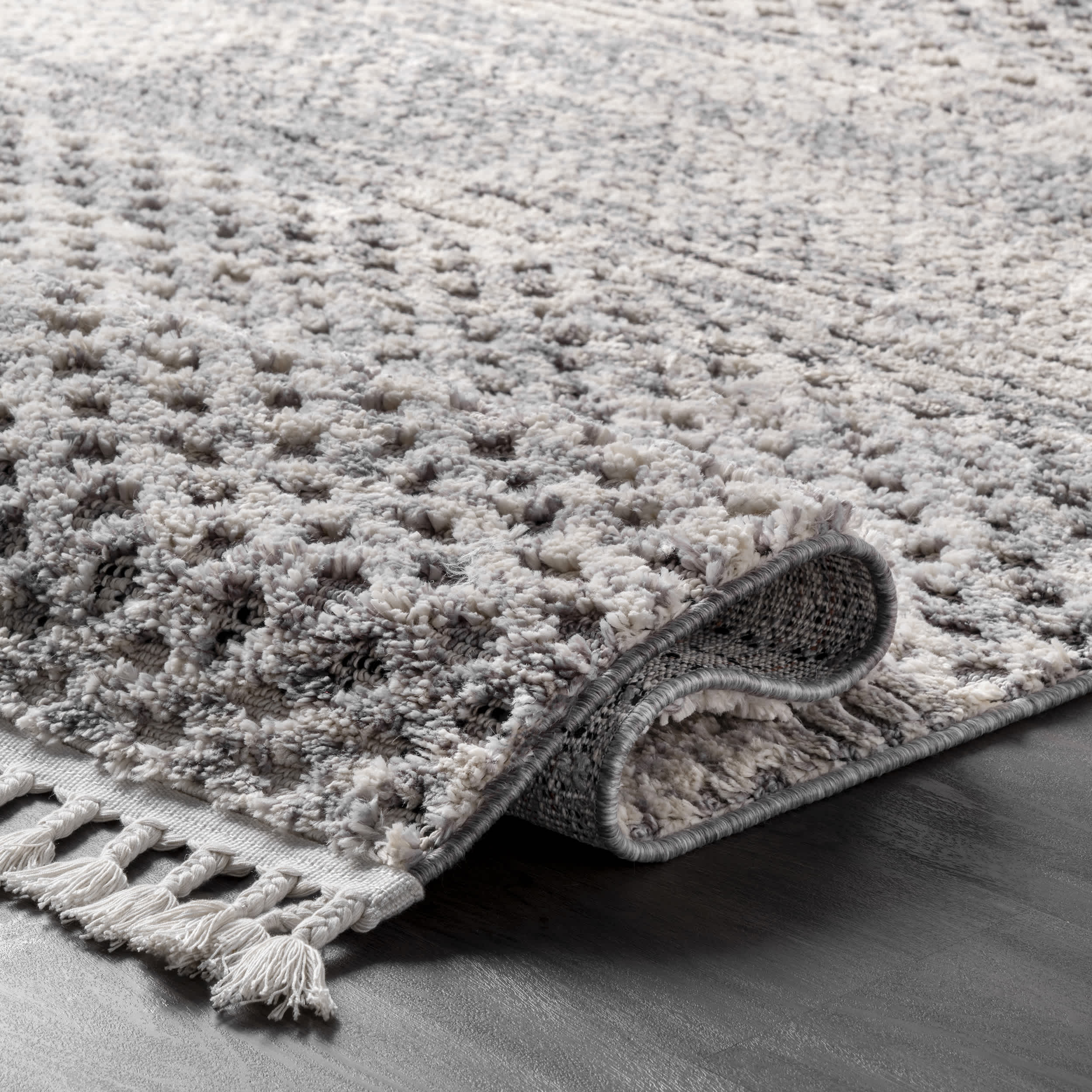 Lira Textured Geometric Tassel Area Rug - Image 4