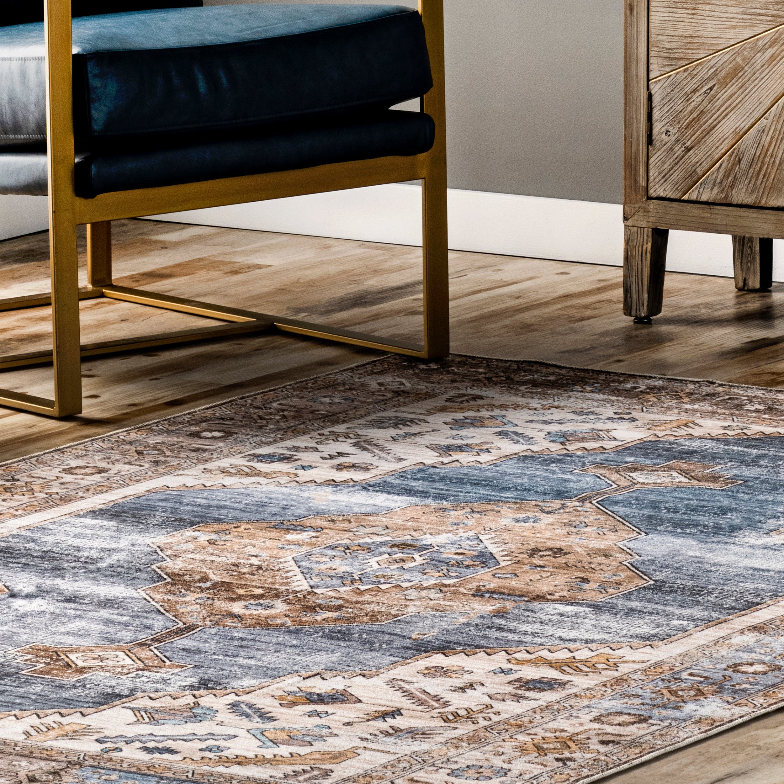 Gracie Distressed Medallion Machine Washable Area Rug - Image 22