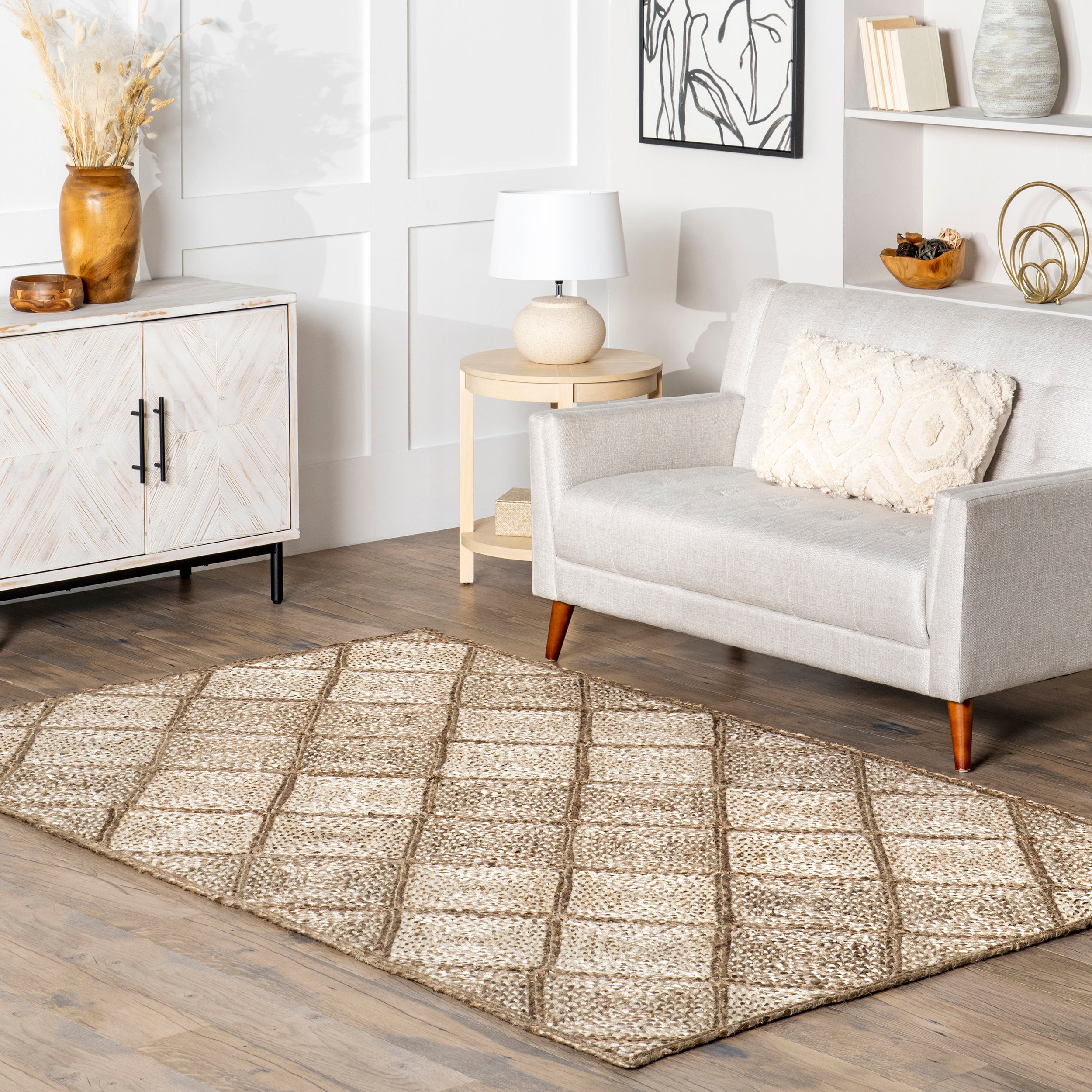 Meja Moroccan Lattice Jute Area Rug - Image 2