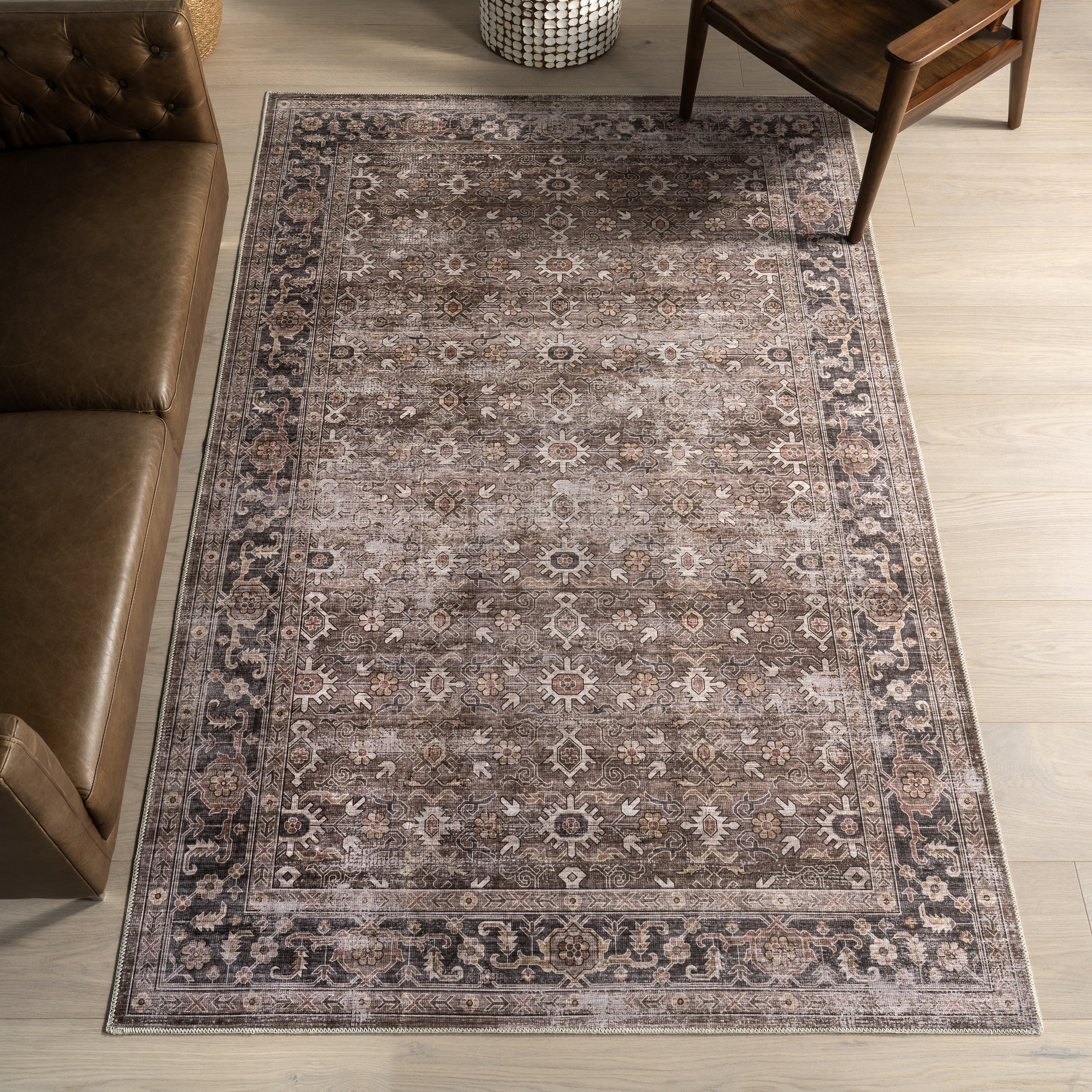 Rania SplashGuard Medallion Machine Washable Area Rug - Image 2