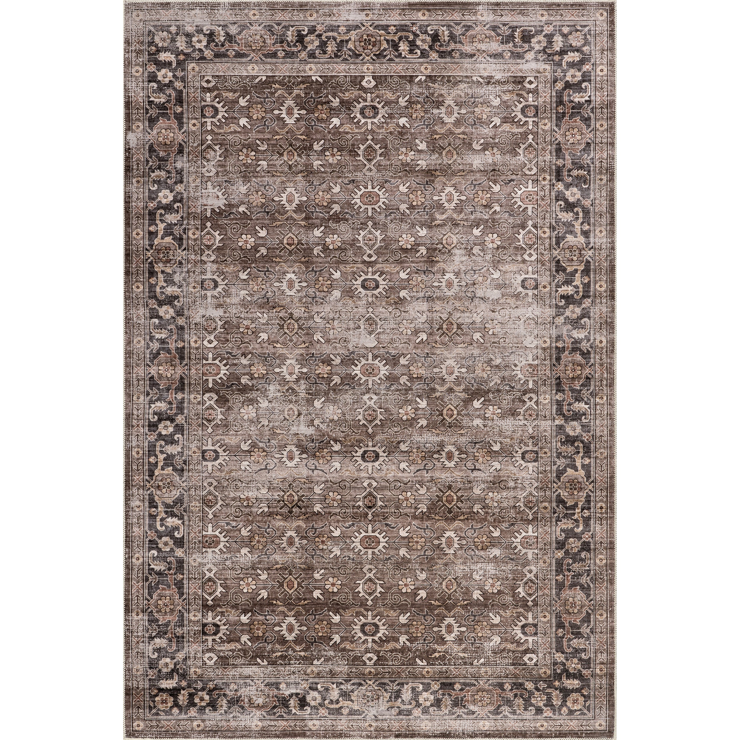 Rania SplashGuard Medallion Machine Washable Area Rug