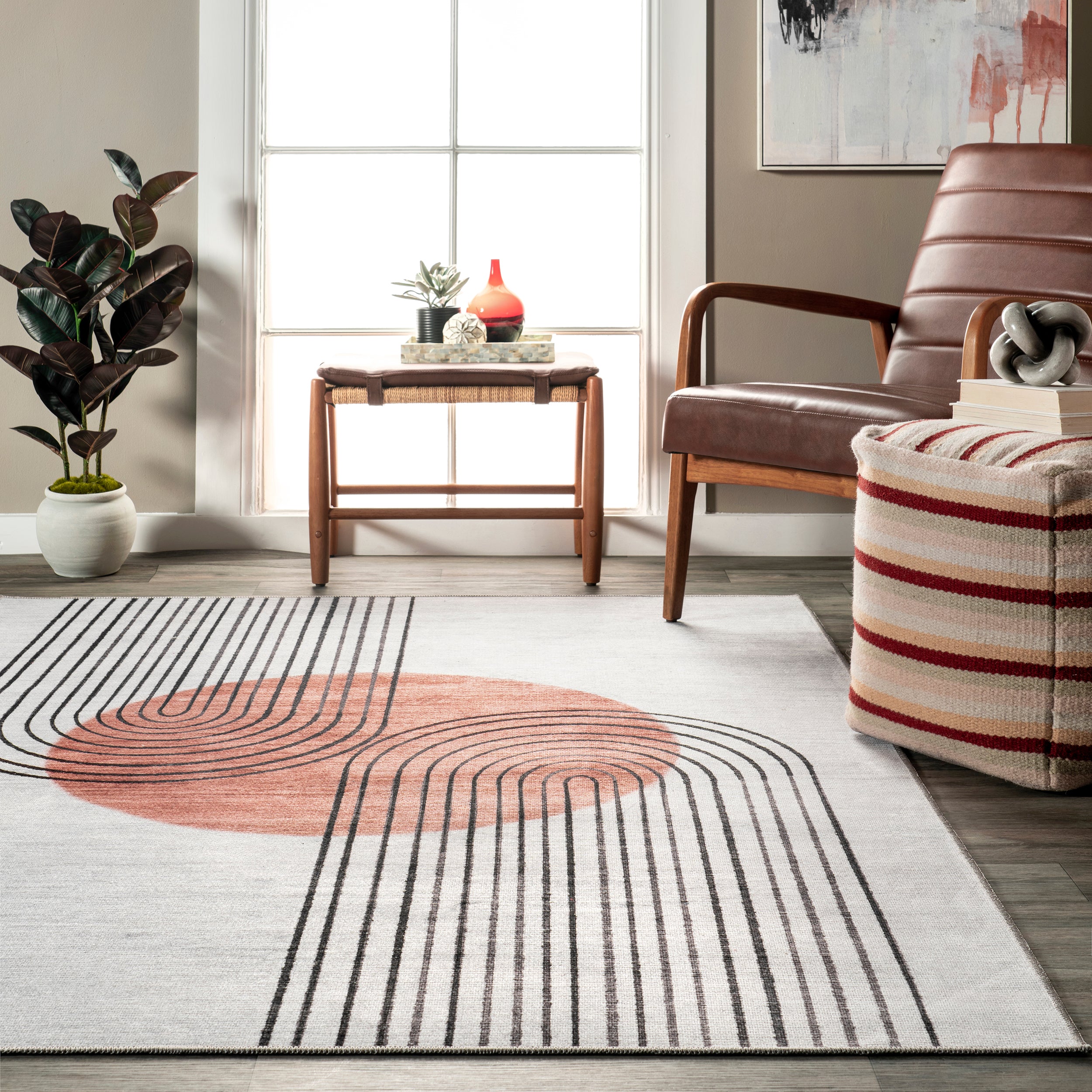 Martine Abstract Sun Machine Washable Area Rug - Image 8