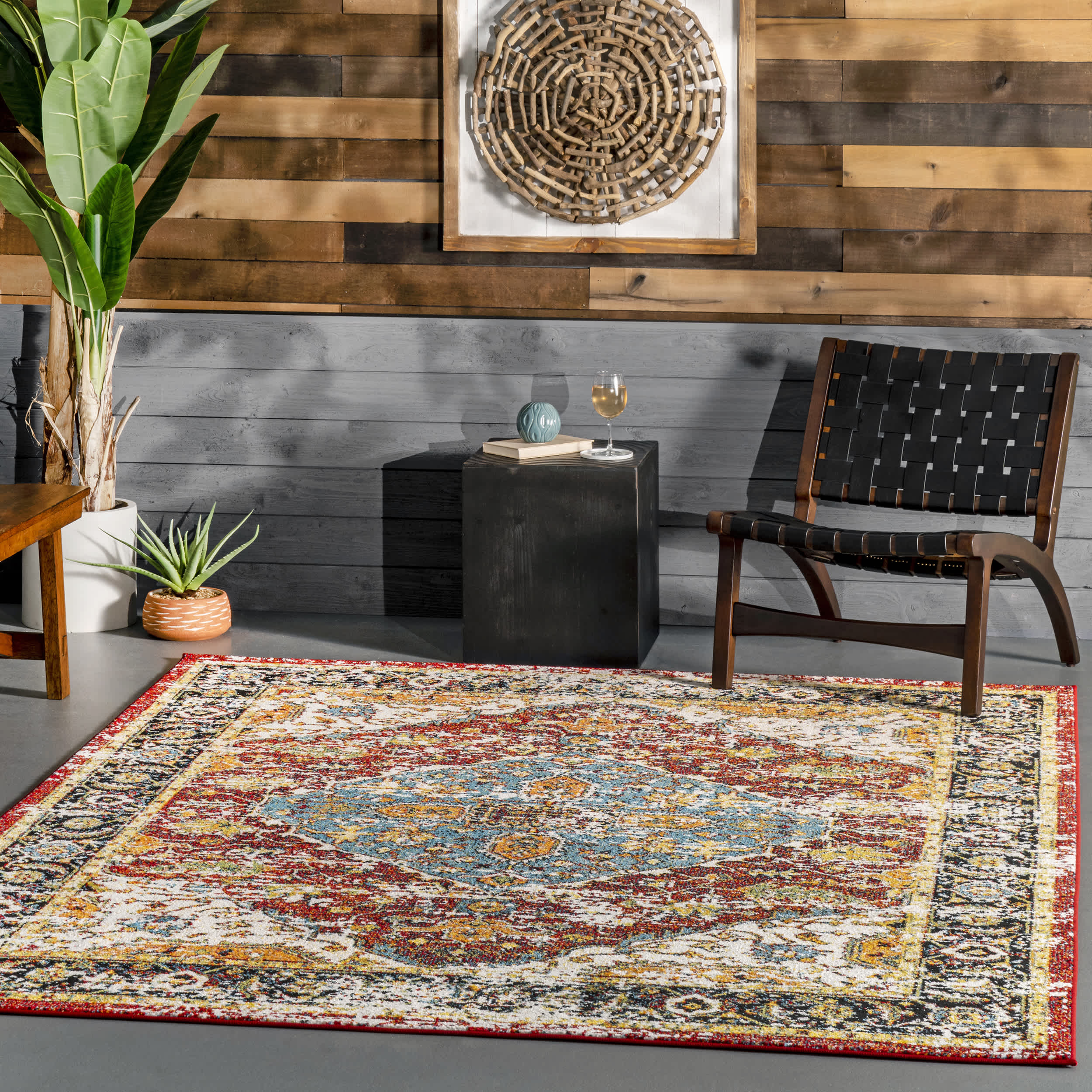 Indoor/Outdoor Transitional Medallion Muriel Area Rug - Image 2