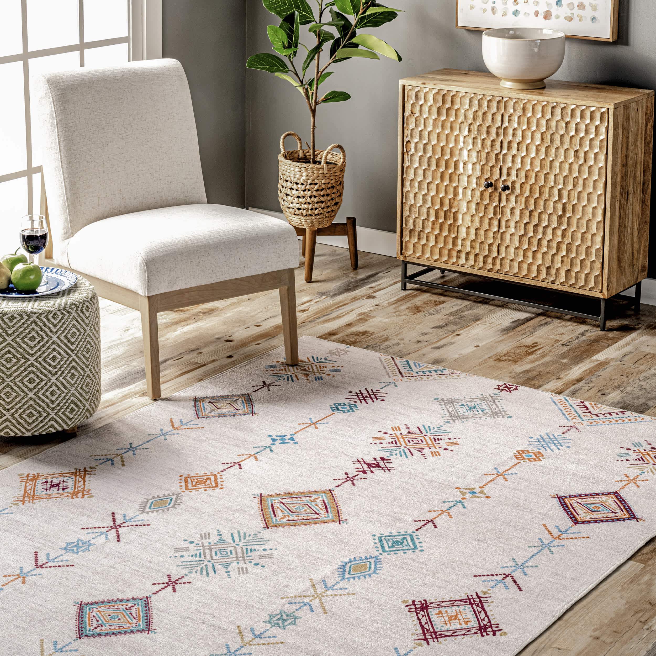 Kiya Machine Washable Moroccan Tribal Geometric Area Rug - Image 9