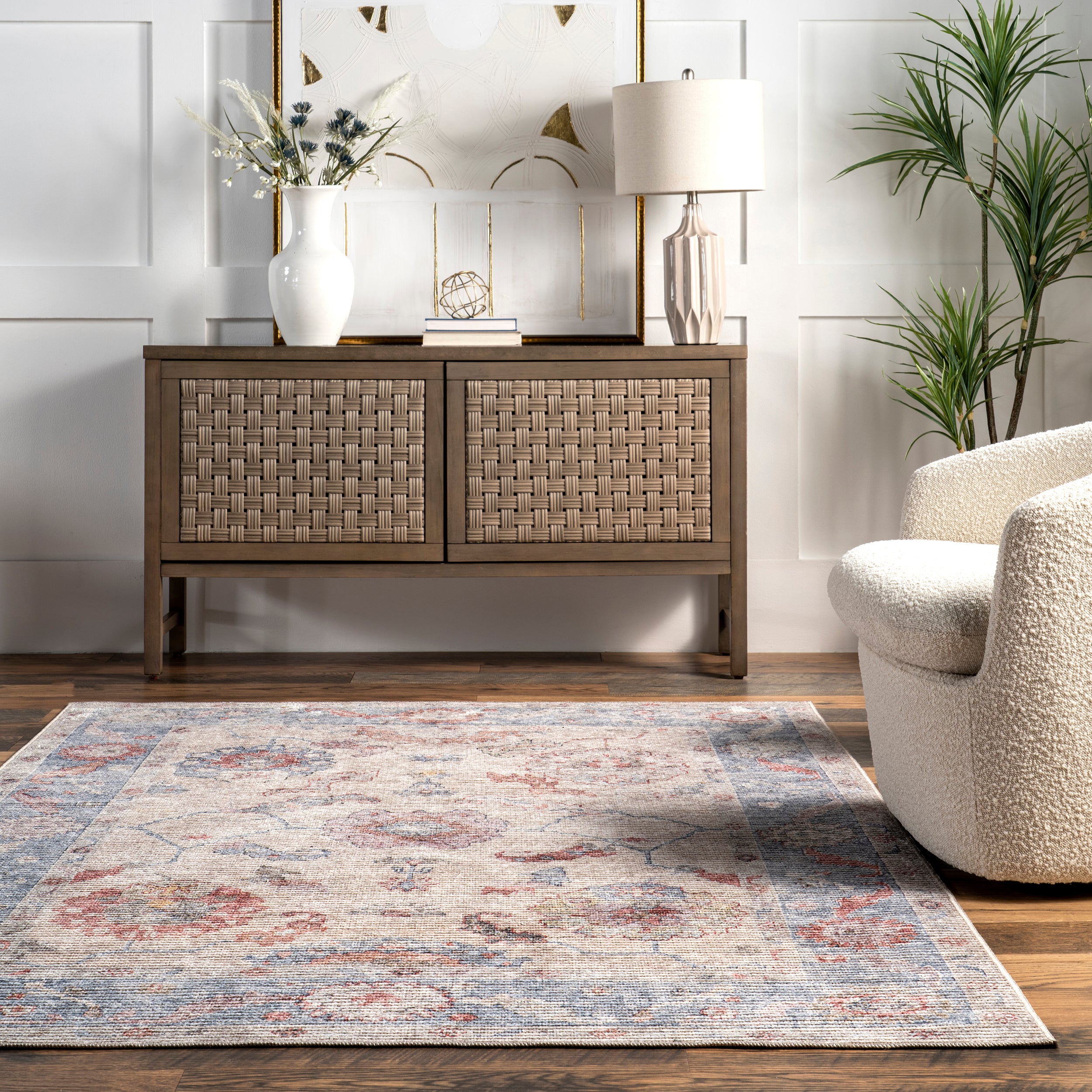 Delana Persian Floral Machine Washable Area Rug - Image 8