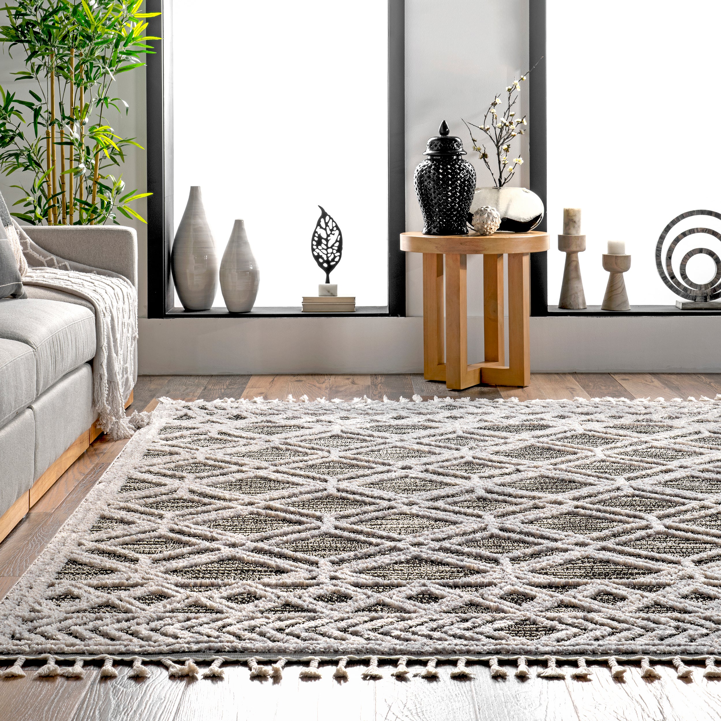 Ansley Moroccan Lattice Tassel Area Rug - Image 8