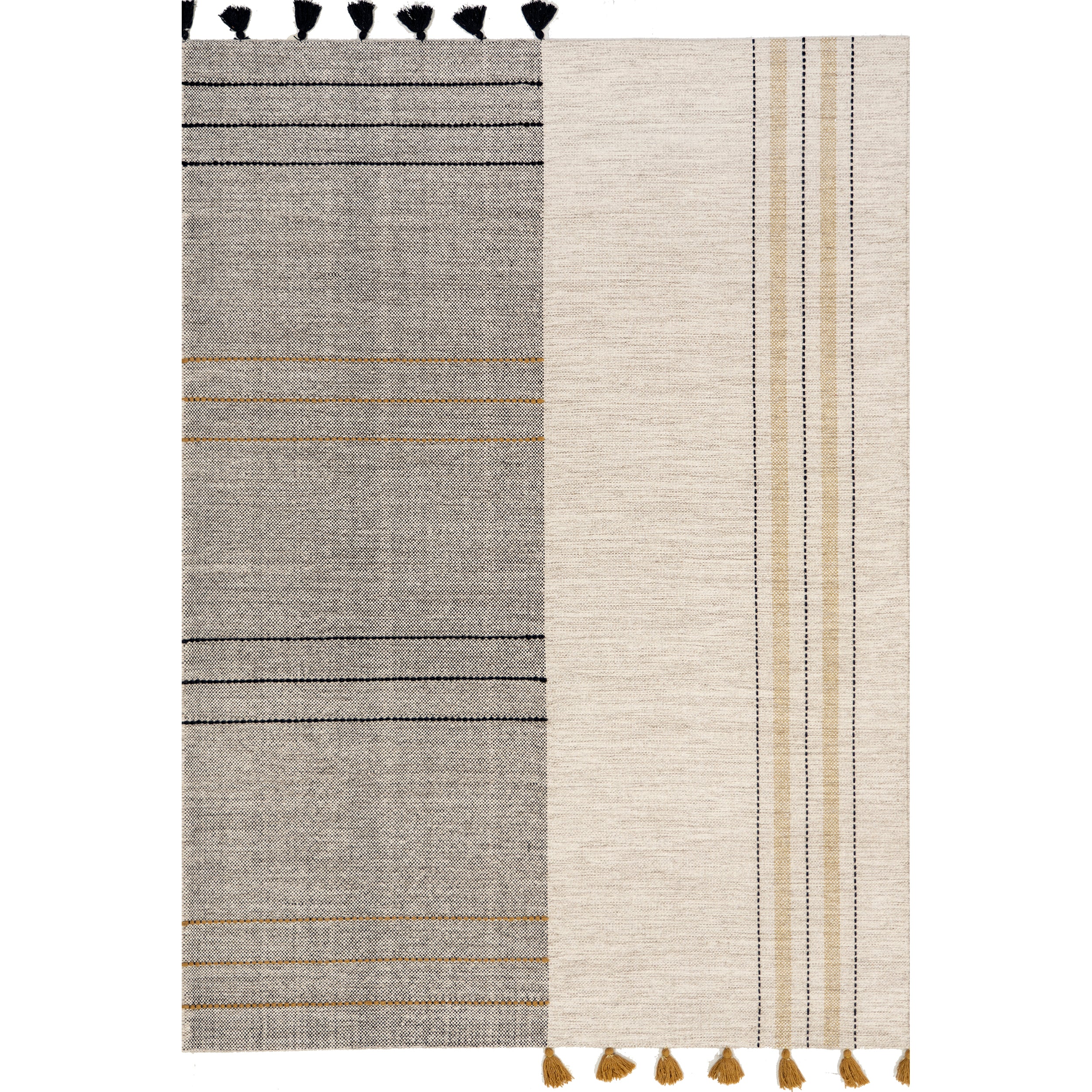 Karlene Modern Striped Wool Tasseled Area Rug