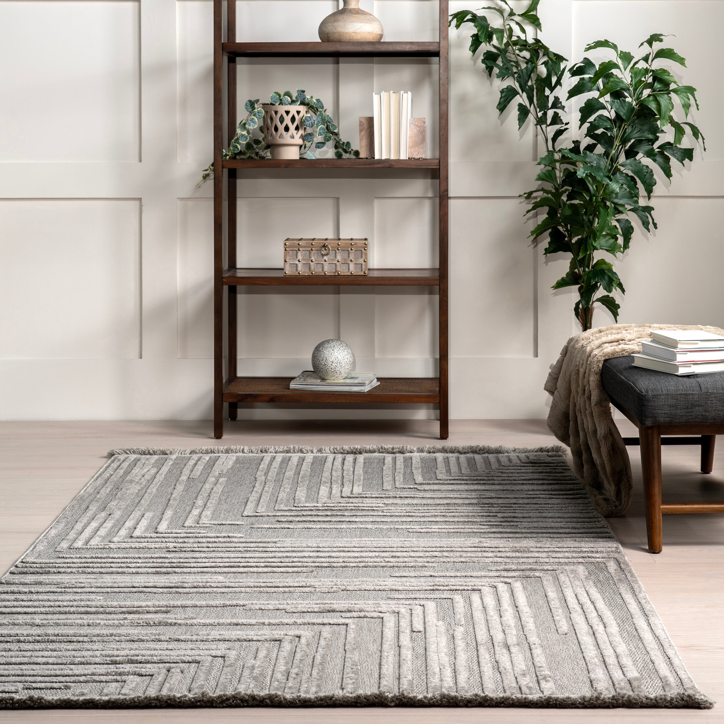 Ziva Contemporary Abstract High-Low Fringe Area Rug - Image 8