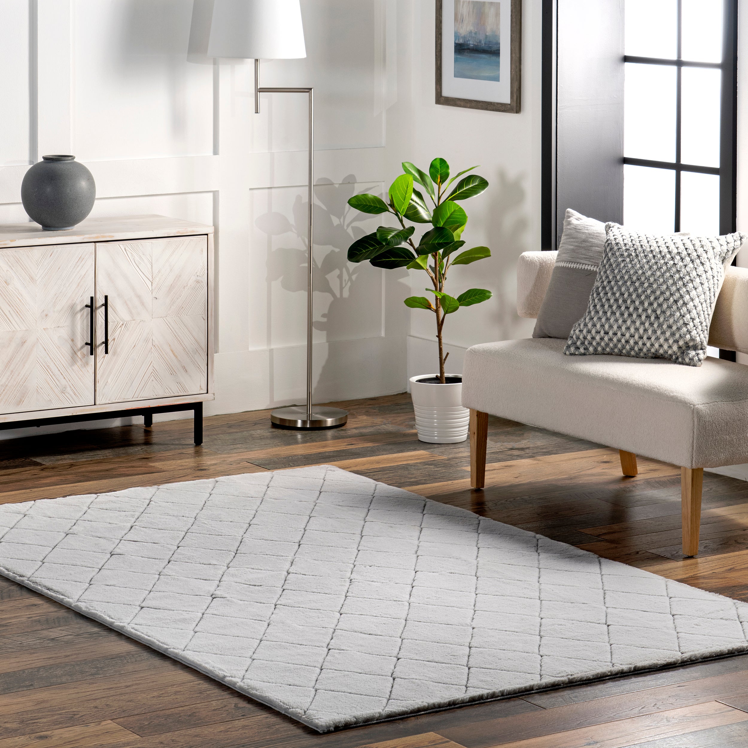 Amy Casual Faux Rabbit Machine Washable Area Rug - Image 30