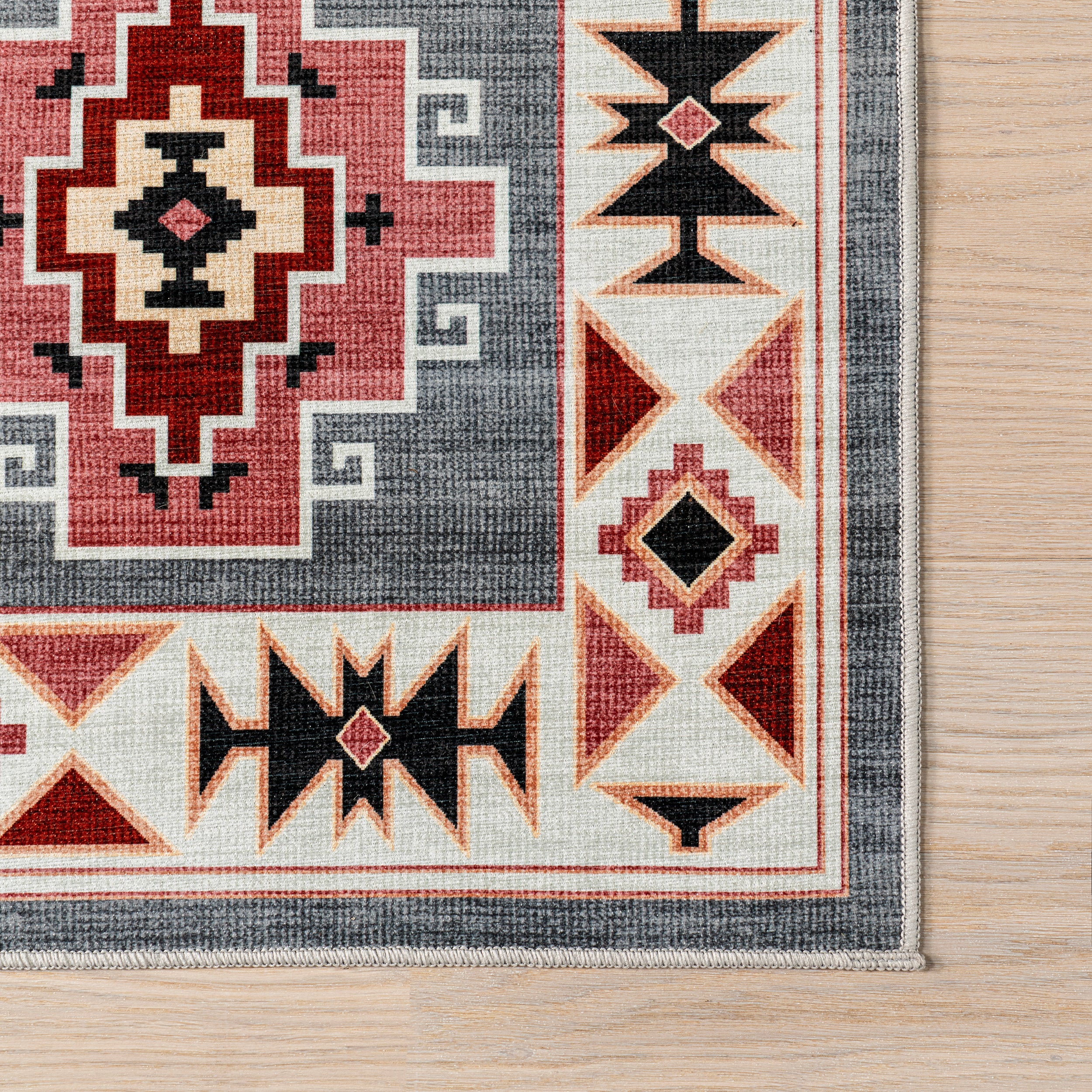 Lynx Southwestern Stain-Resistant Machine Washable Area Rug - Image 5