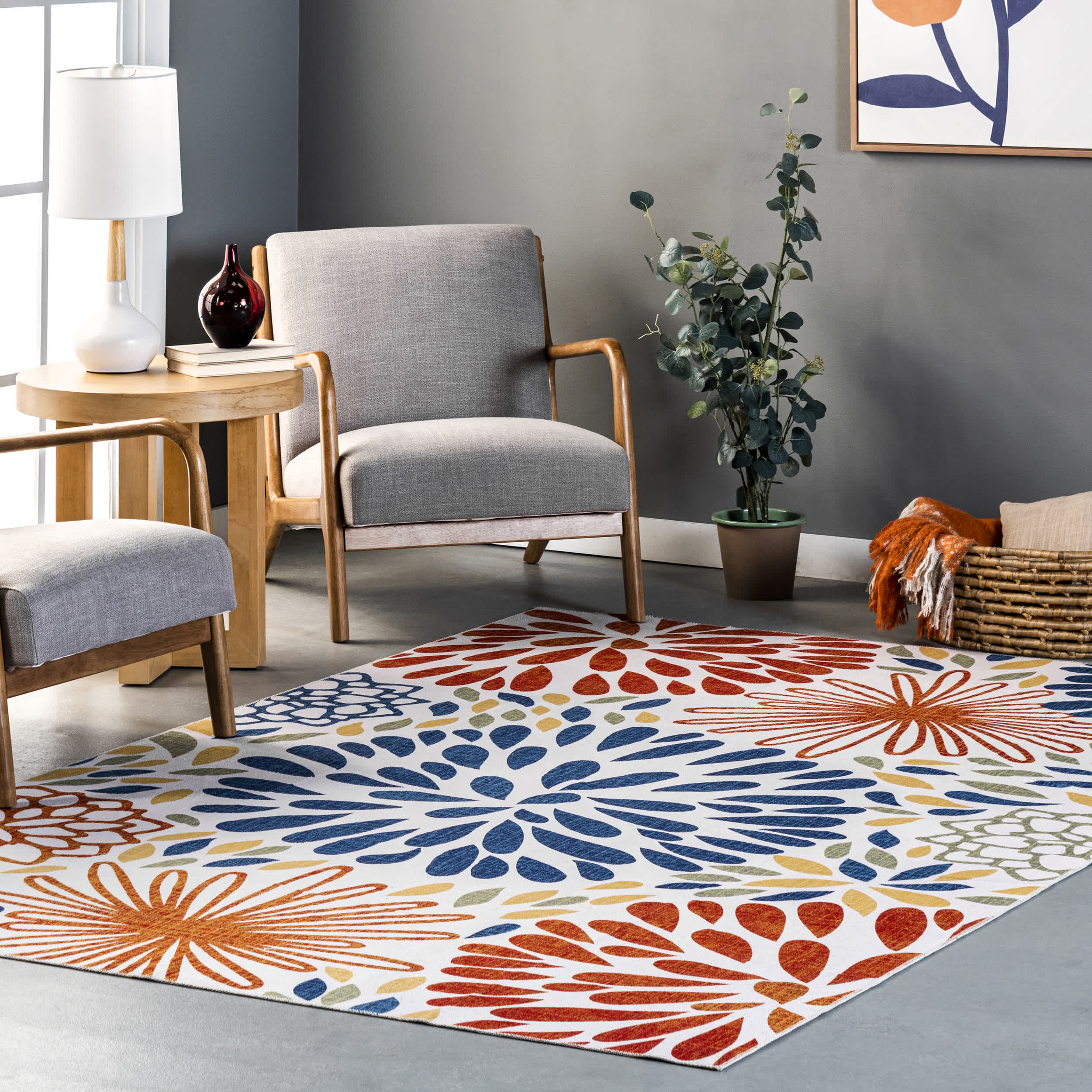 McEwen Bohemian Floral Machine Washable Area Rug - Image 2
