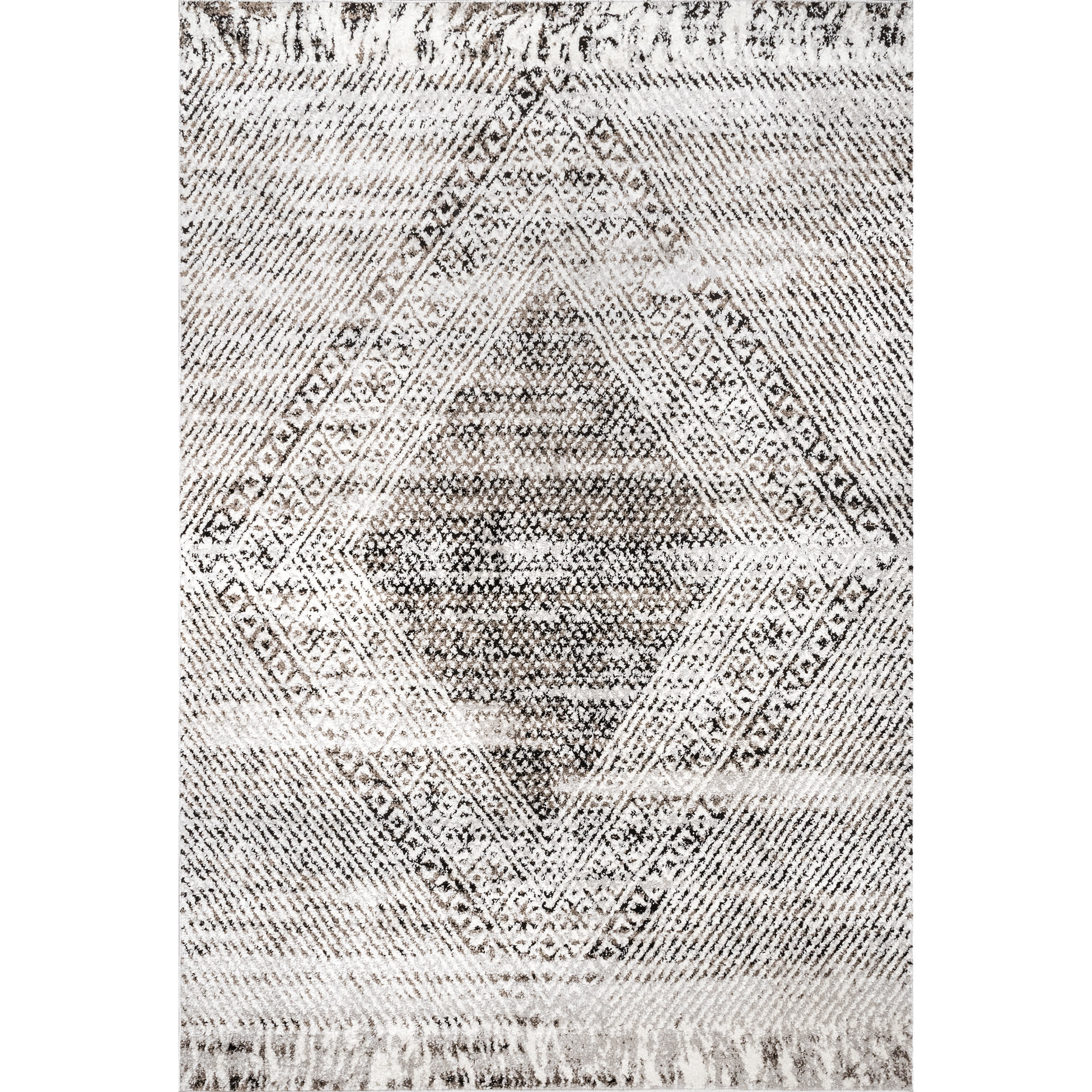 Kenia Distressed Diamond Cotton Blend Area Rug
