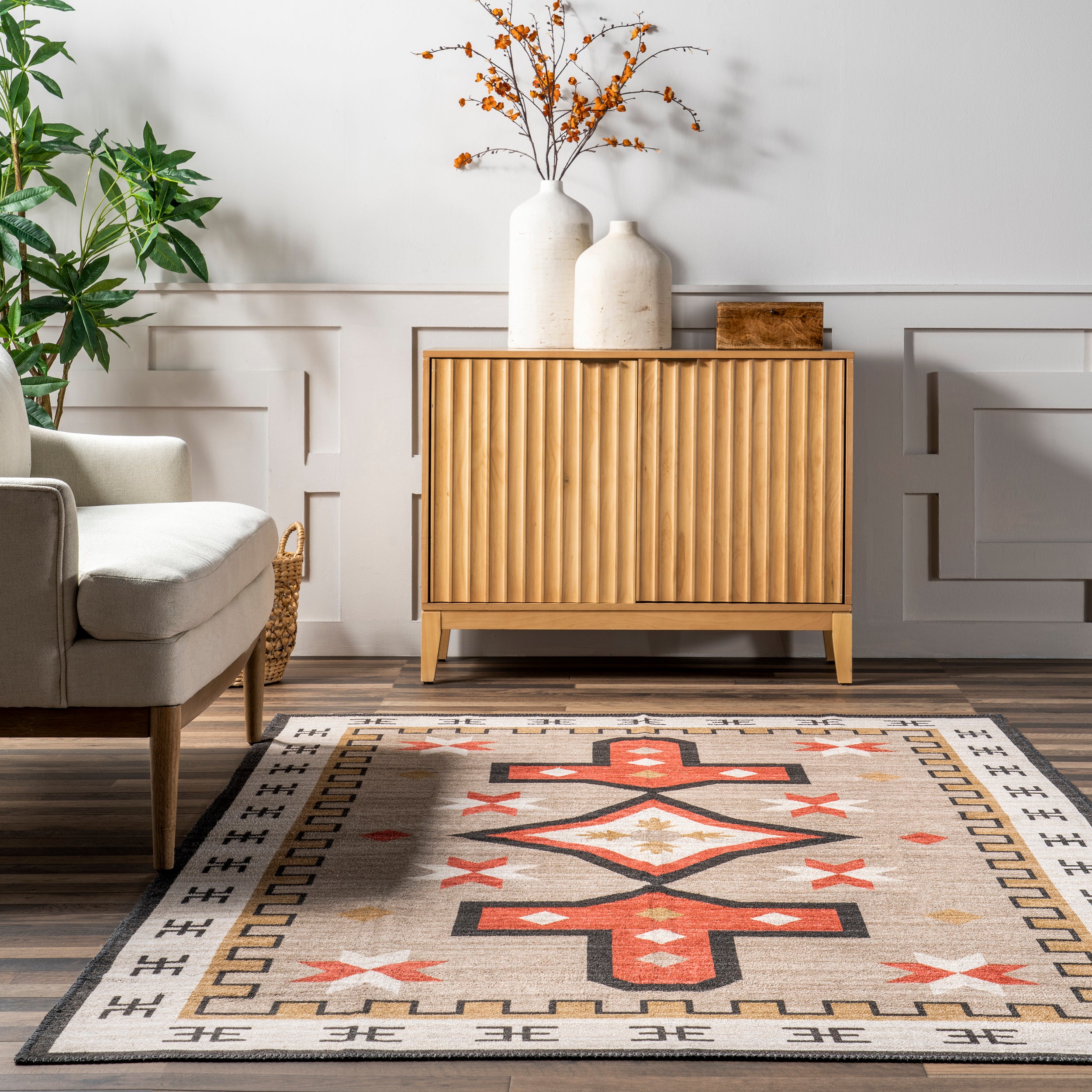 Remy Bold Geometric Machine Washable Area Rug - Image 8