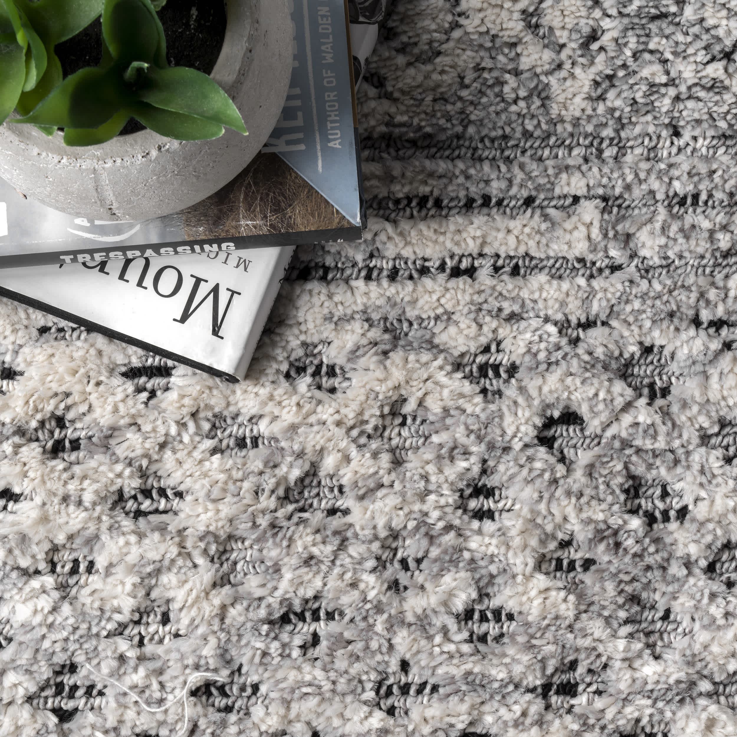 Lira Textured Geometric Tassel Area Rug - Image 6