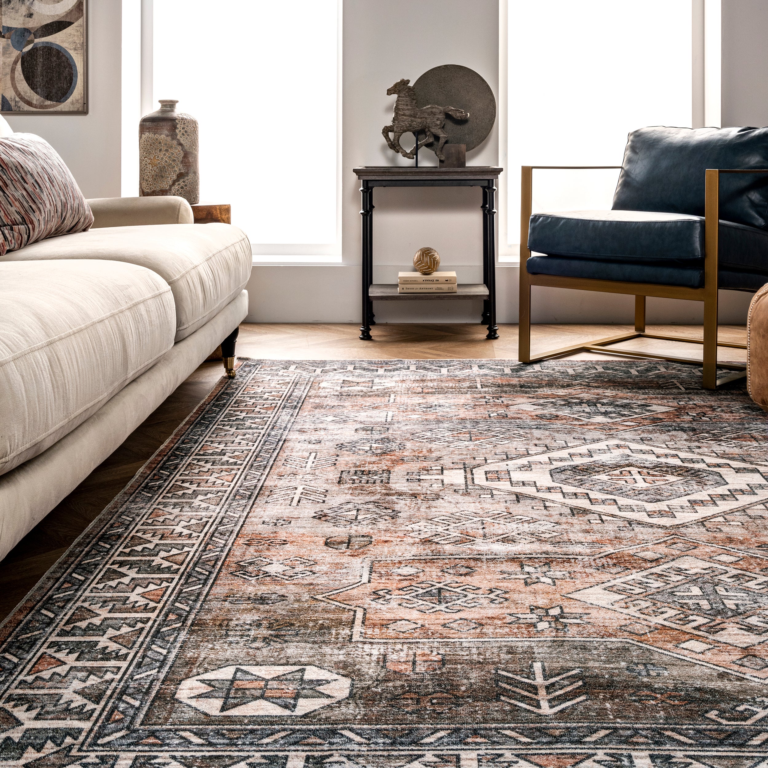Bowie Machine Washable Tribal Pattern Area Rug - Image 8