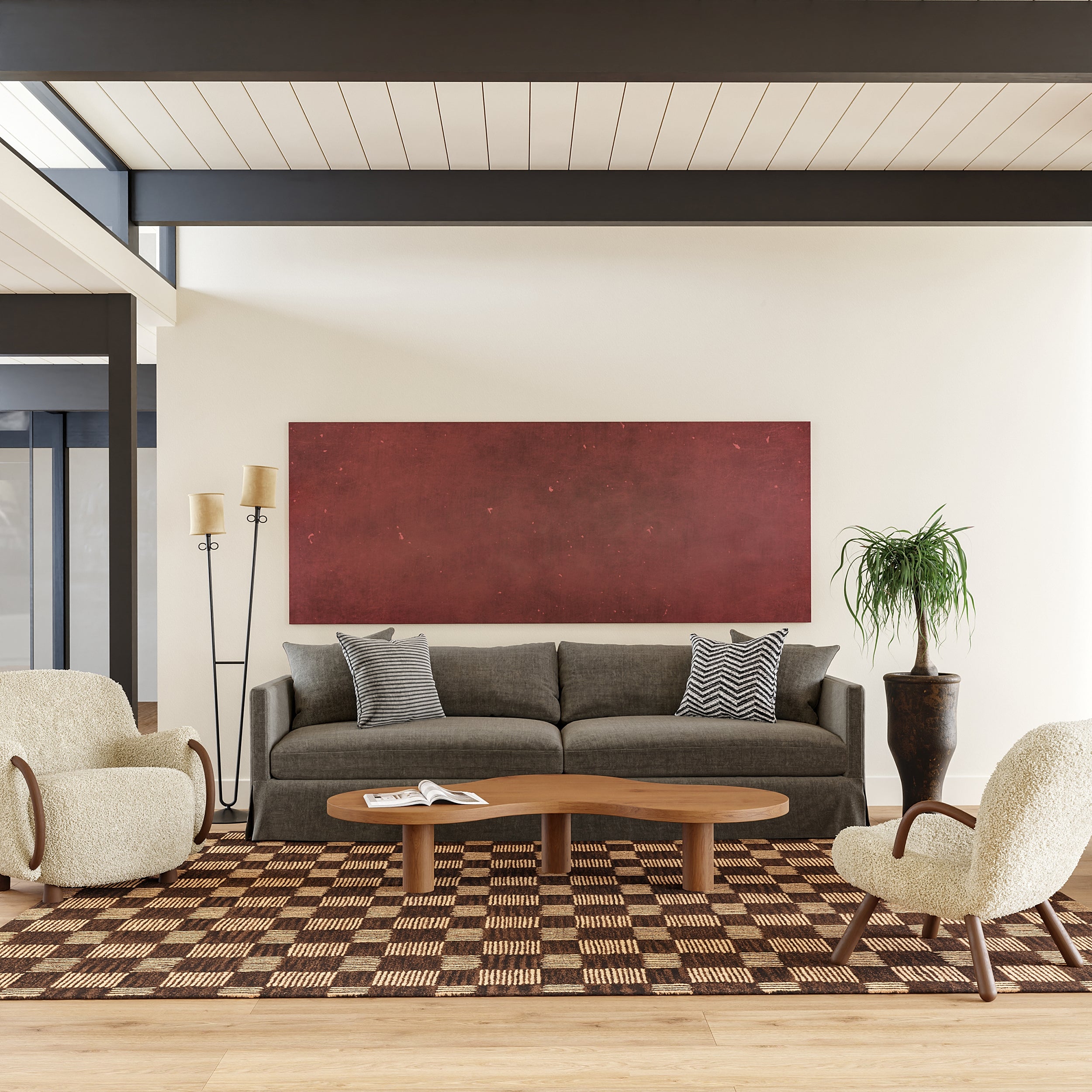 Quince Checkered Wool Area Rug - Image 2