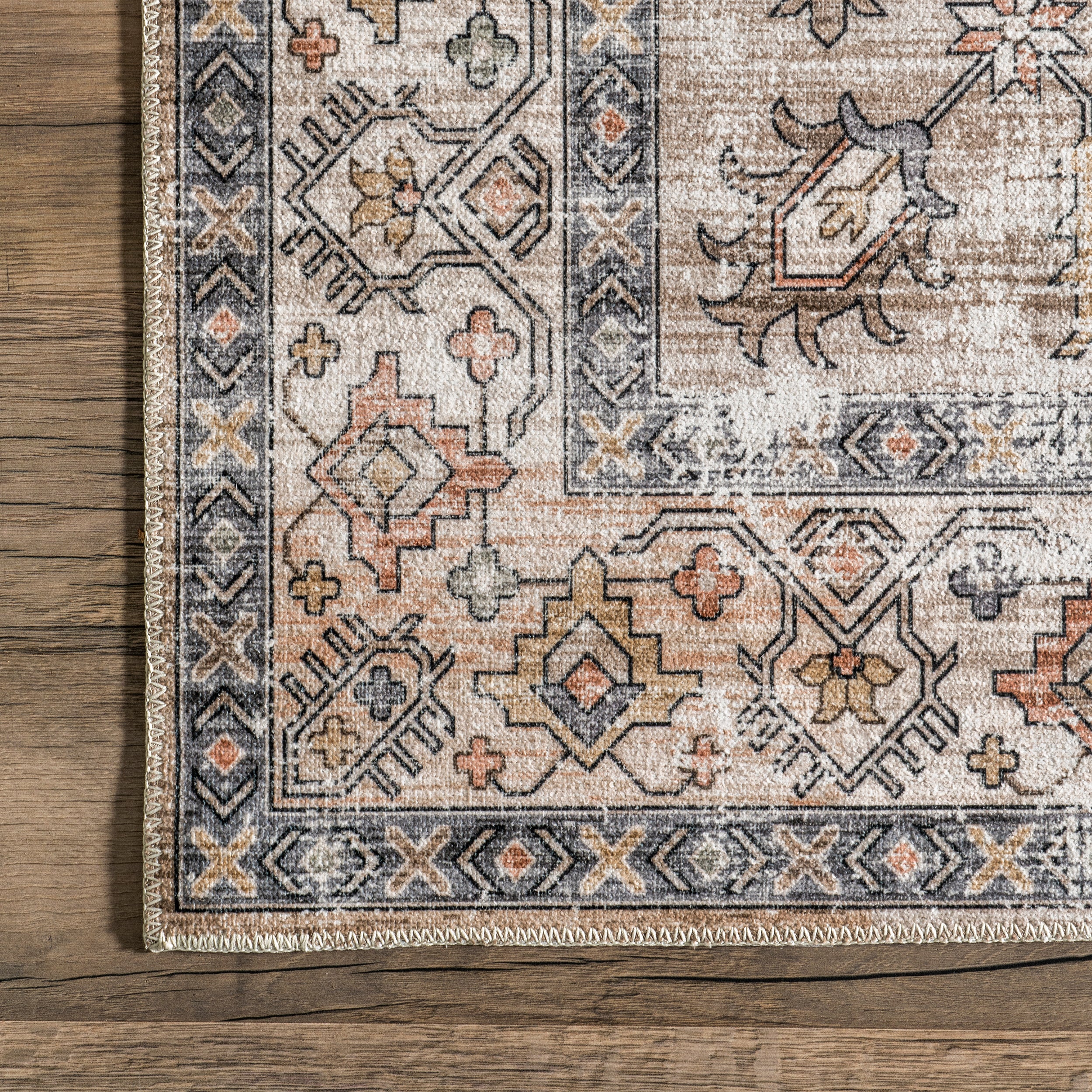 Dawson Machine Washable Distressed Medallion Area Rug - Image 16