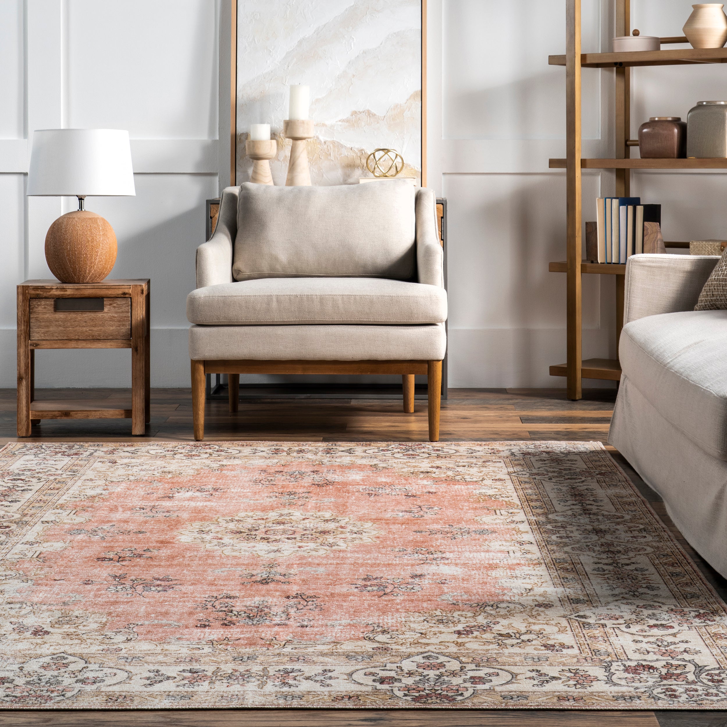 Ren Vintage Floral Machine Washable Area Rug - Image 8