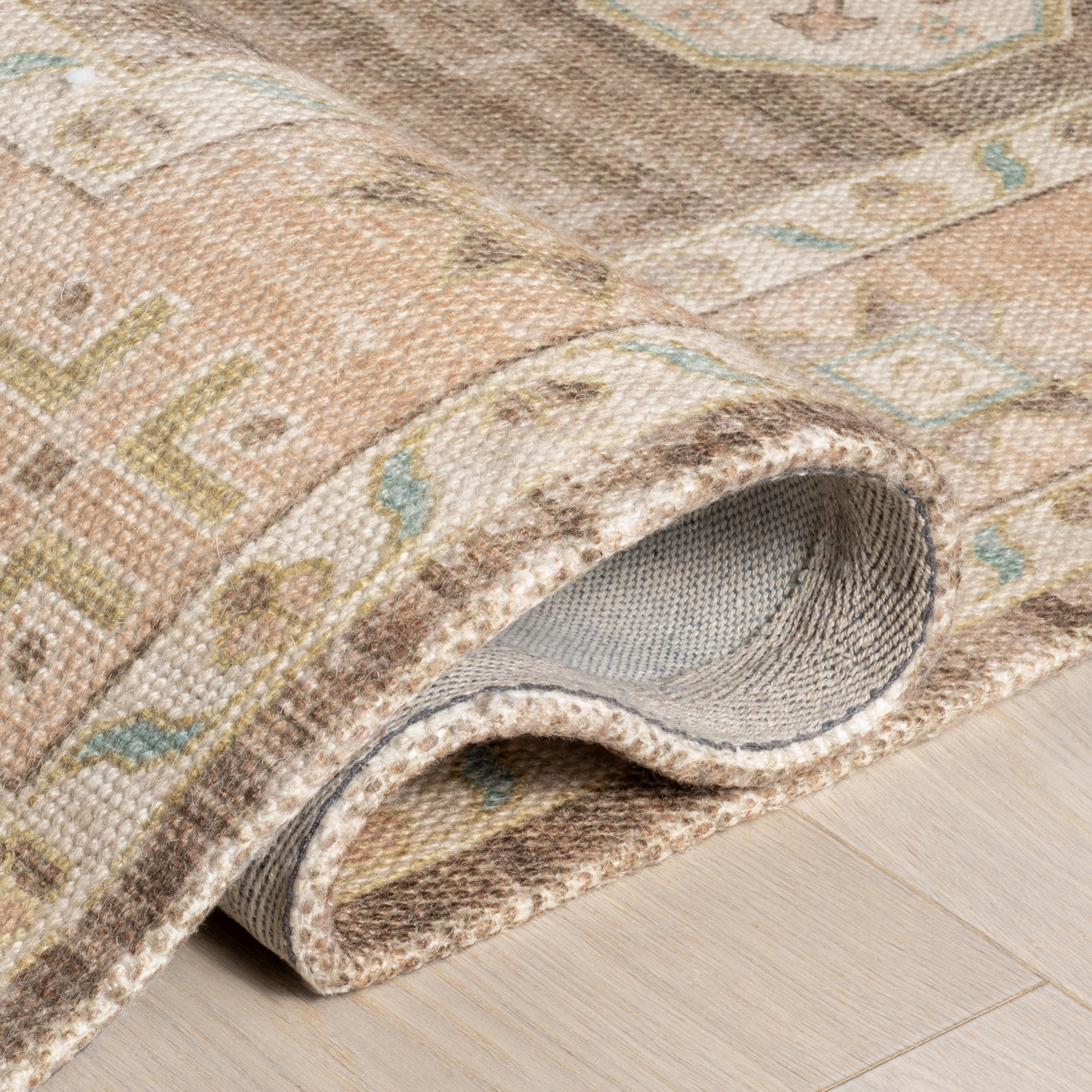 Fawn Medallion Wool and Cotton Area Rug - Image 4