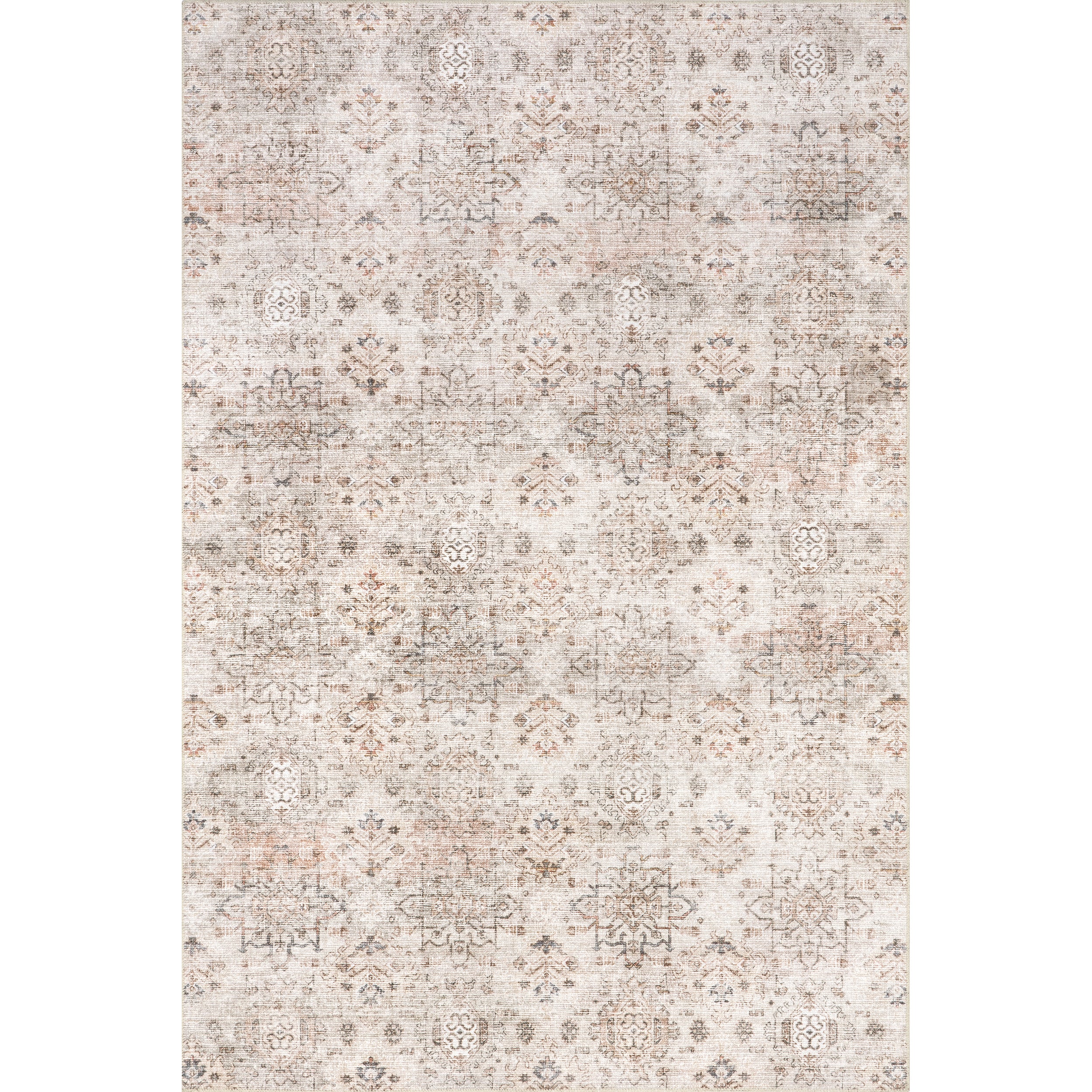 Alona Faded Medallion Stain-Resistant Machine Washable Area Rug