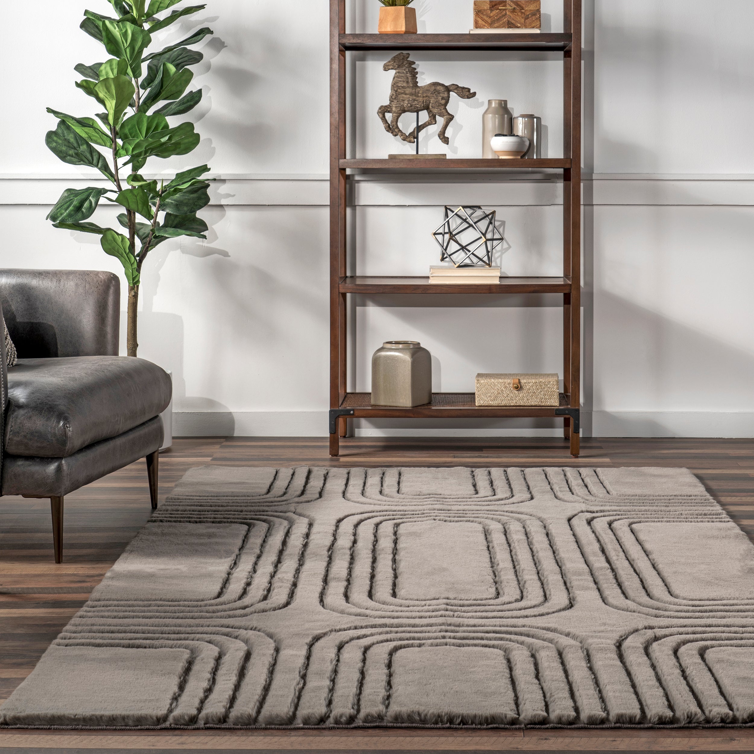 Twila Geometric Faux Rabbit Machine Washable Area Rug - Image 8