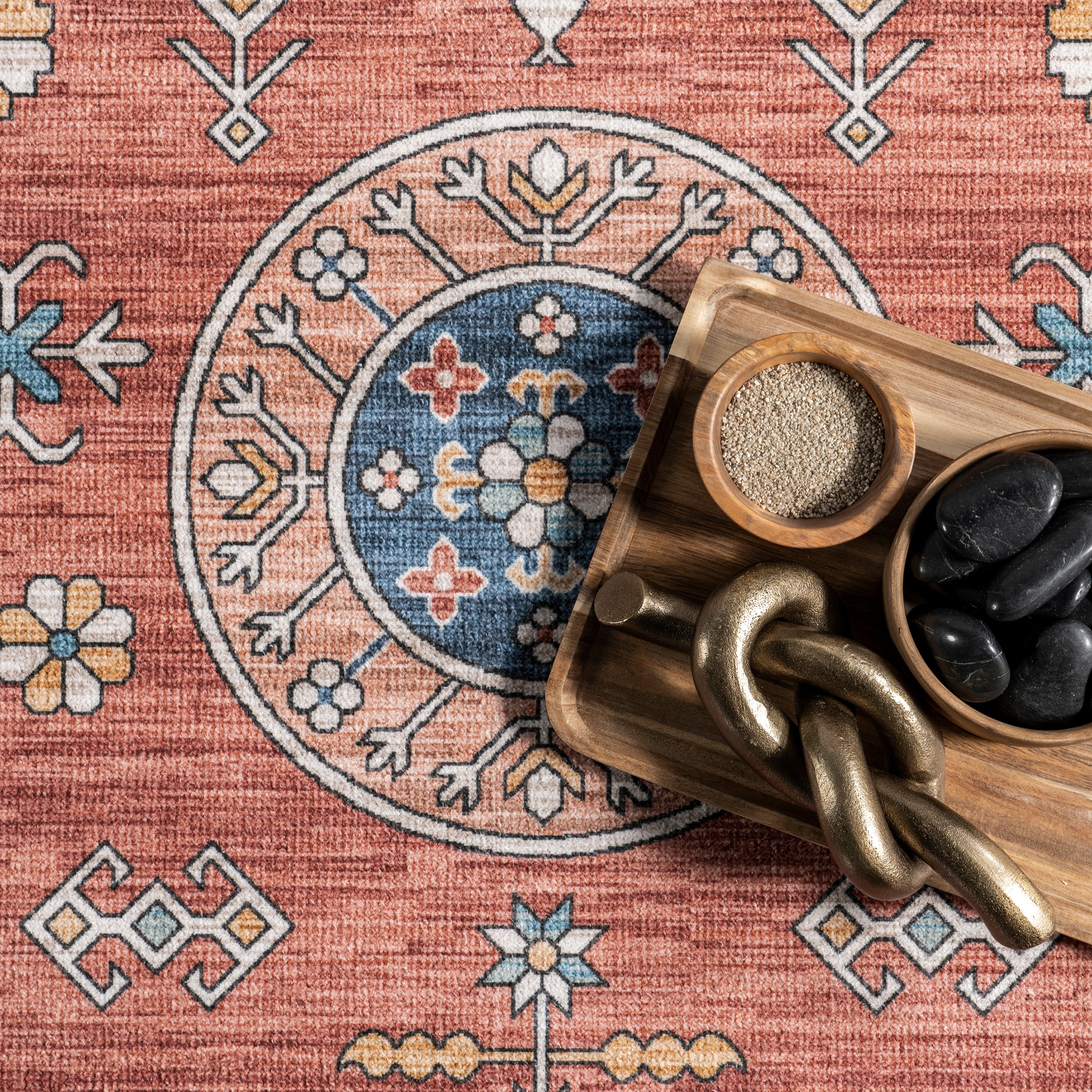 Tama Circle Medallion Machine Washable Area Rug - Image 16
