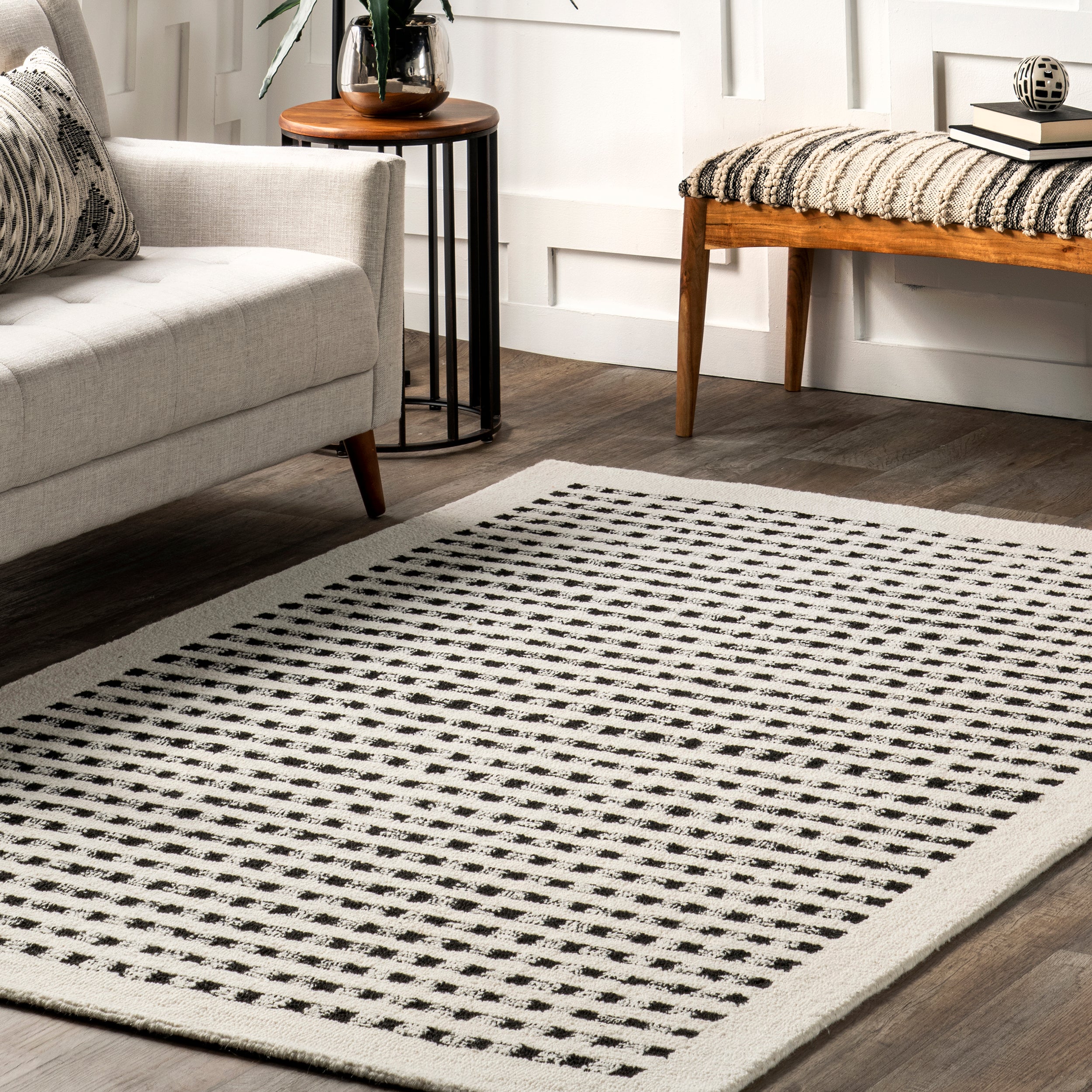 Adahlia Checkered Wool Area Rug - Image 20