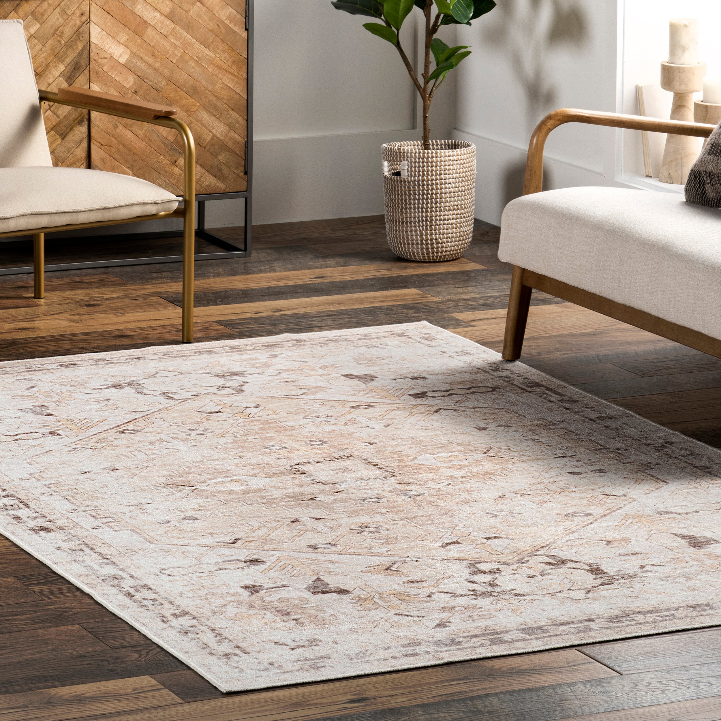 Diane Vintage Medallion Machine Washable Area Rug - Image 9