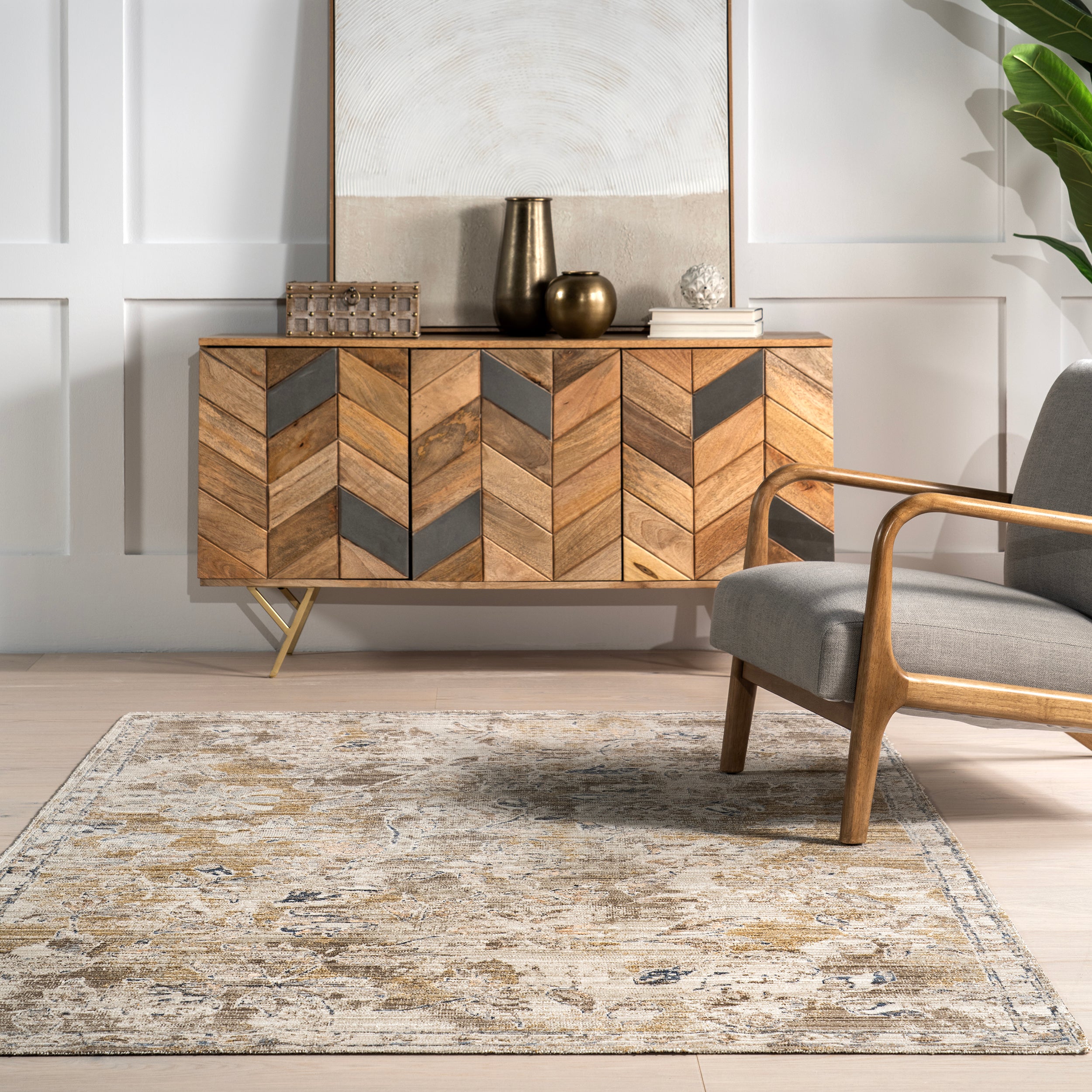 Zenni Vintage Floral Indoor/Outdoor Machine Washable Area Rug - Image 8