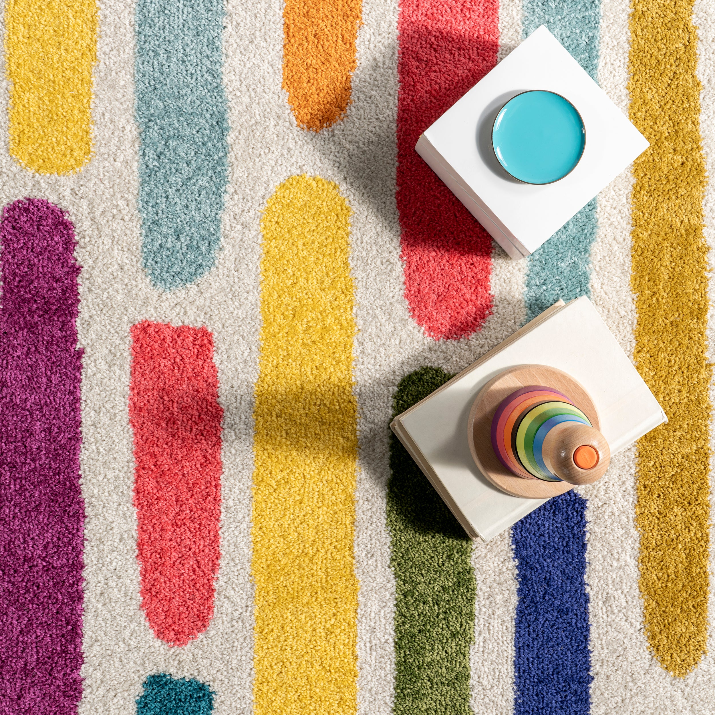 Thick Colorful Stripes Kids Area Rug - Image 6