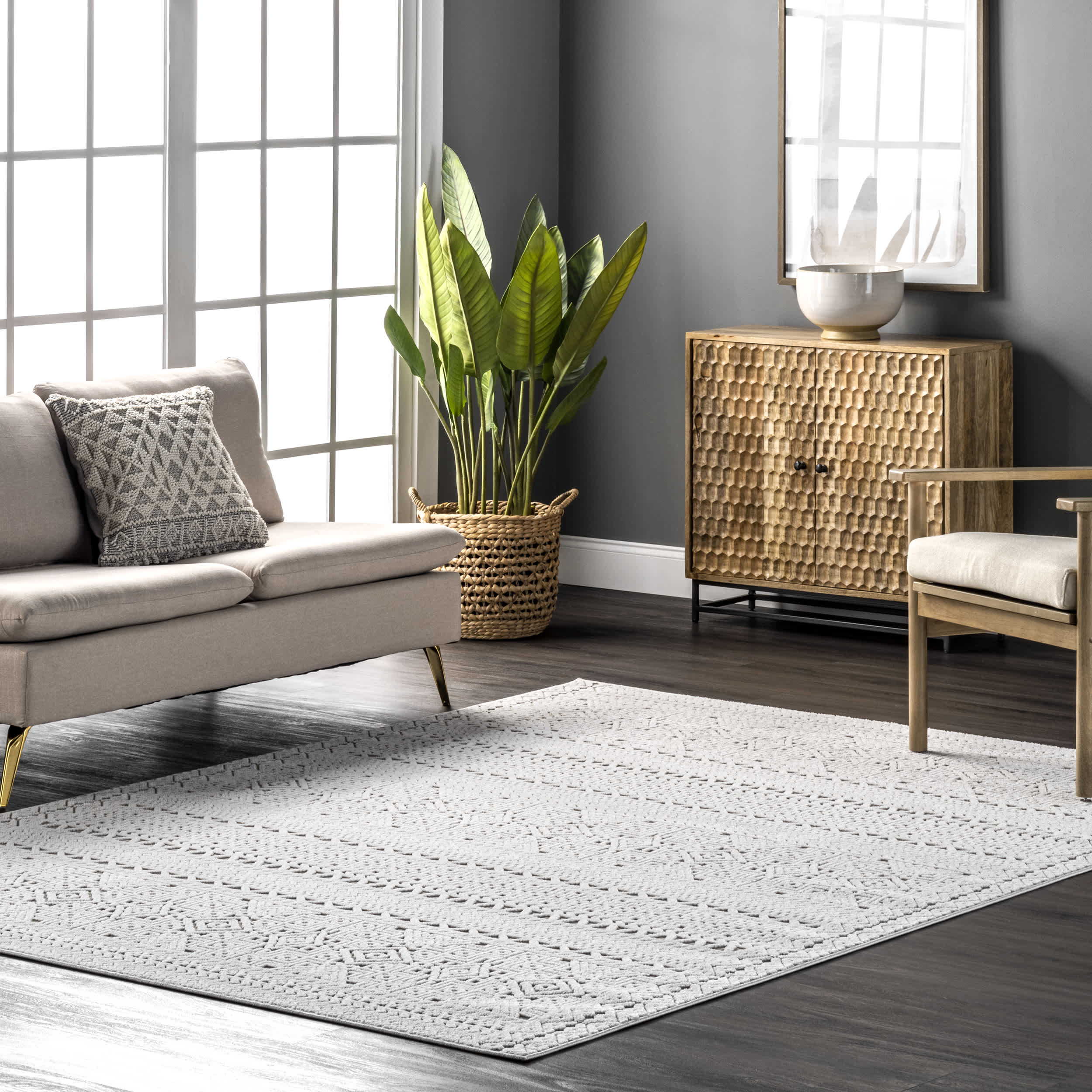 Valerie Textured Geometric Tribal Indoor/Outdoor Area Rug - Image 2