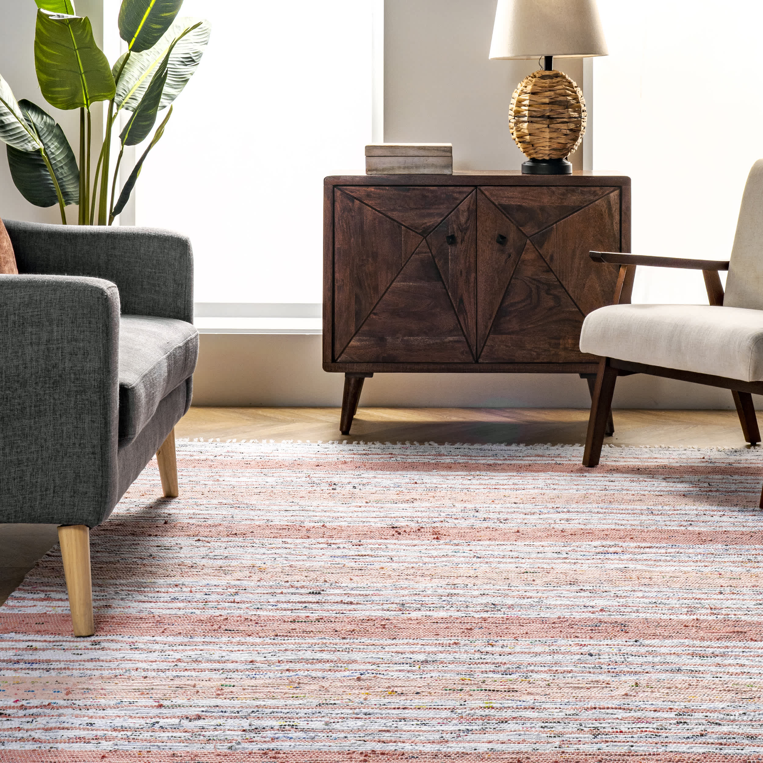 Seraphina Mottled Stipe Cotton Tassel Area Rug - Image 16