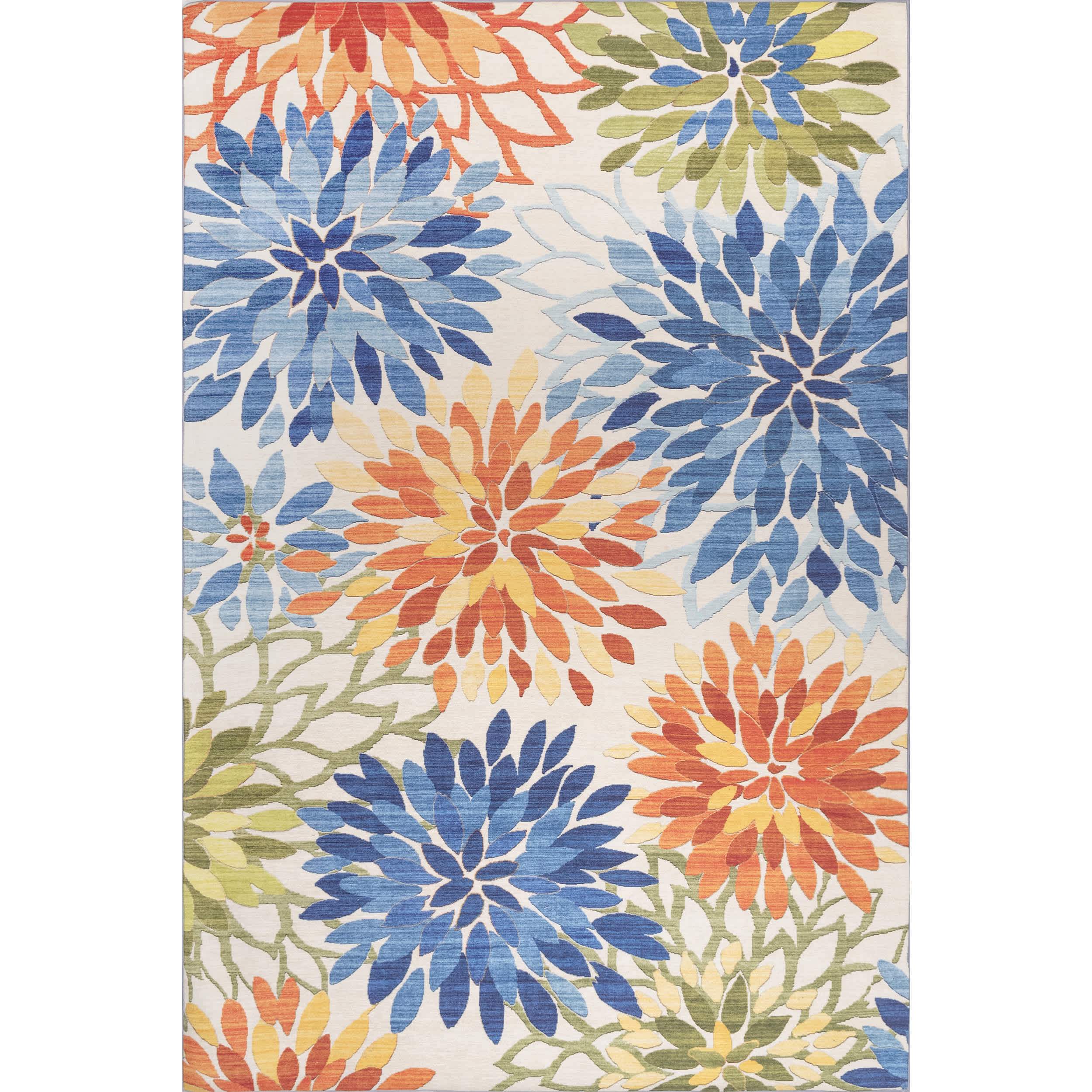 Rosana Floral Machine Washable Indoor/Outdoor Area Rug