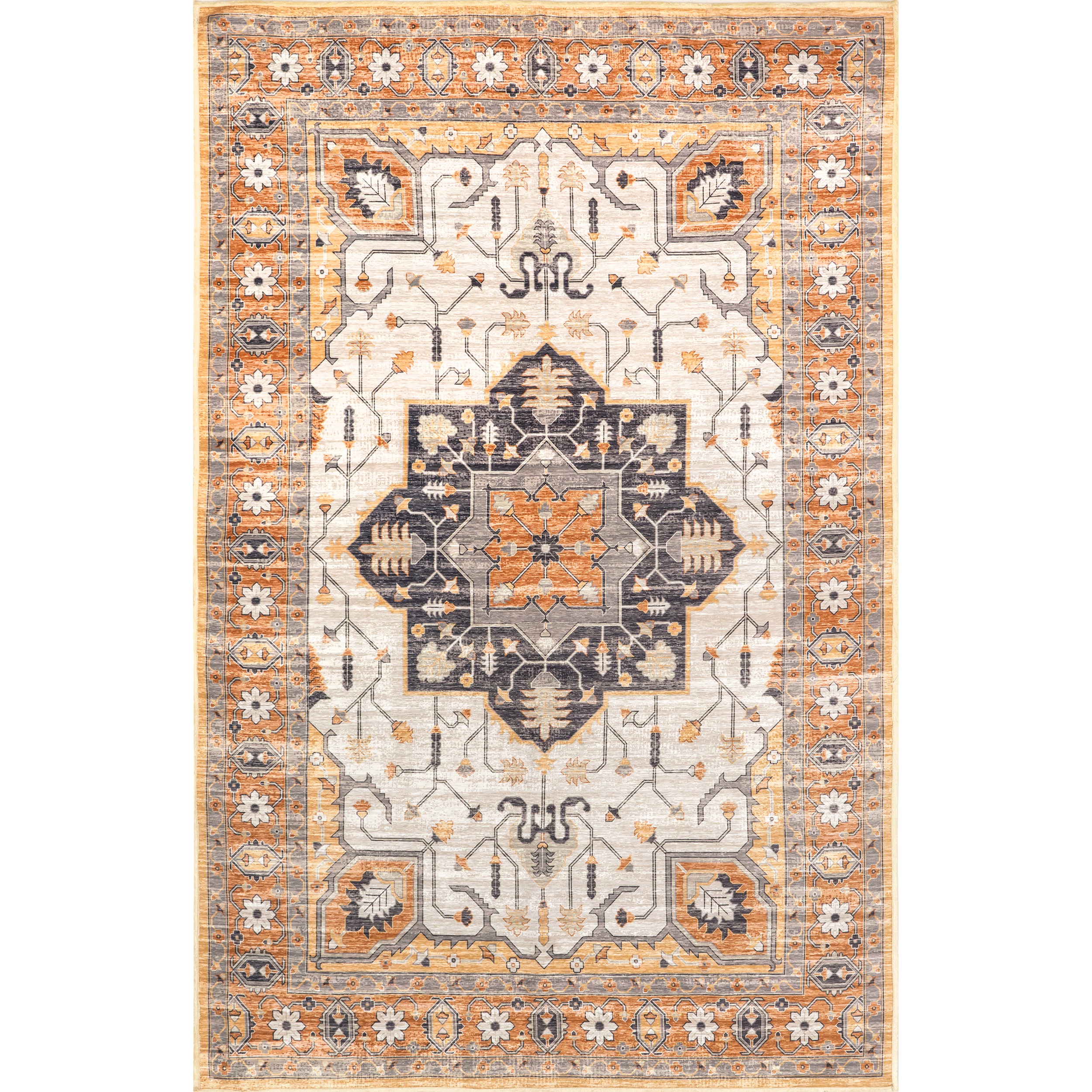 Cira Traditional Vintage Machine Washable Area Rug
