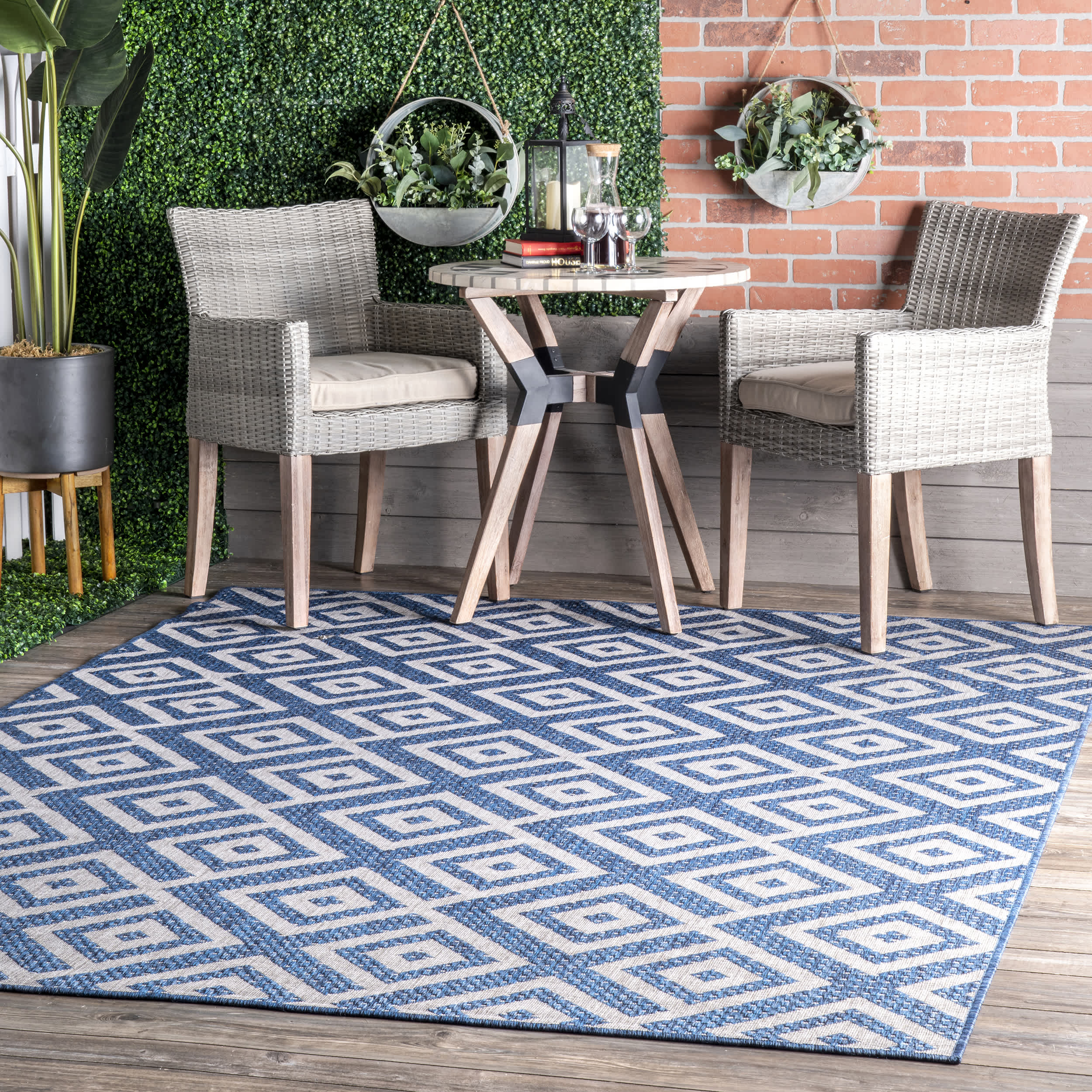 Tayla Diamond Lattice Indoor/Outdoor Area Rug - Image 2