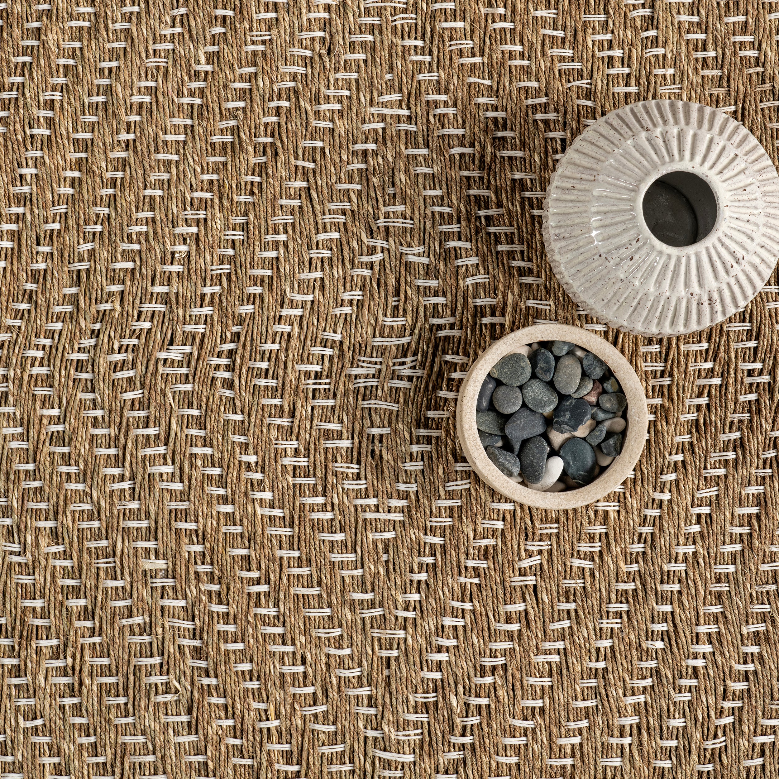 Meara Geometric Striped Seagrass Area Rug - Image 6