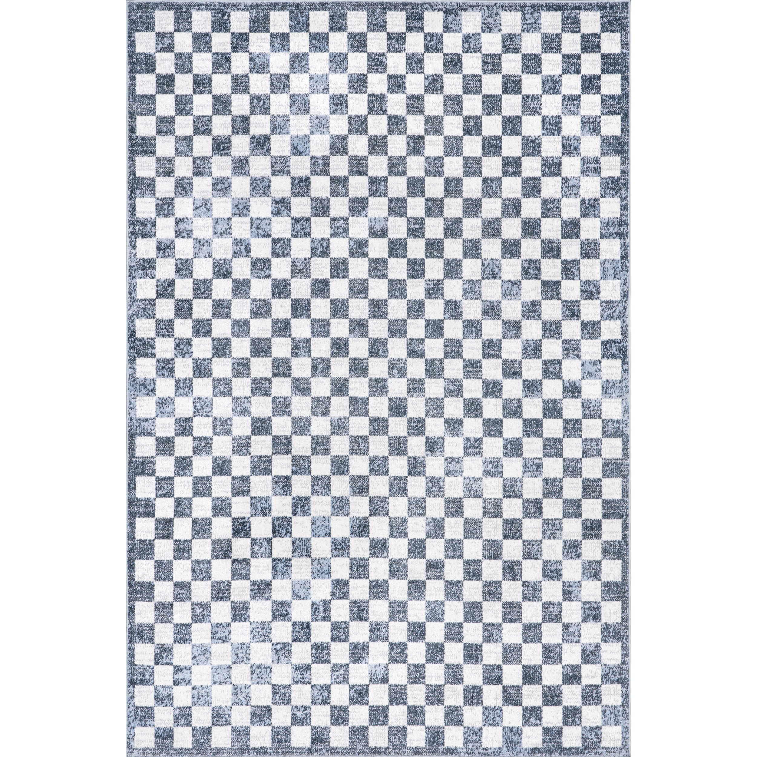 Ashanti Vintage Checkers Machine Washable Area Rug
