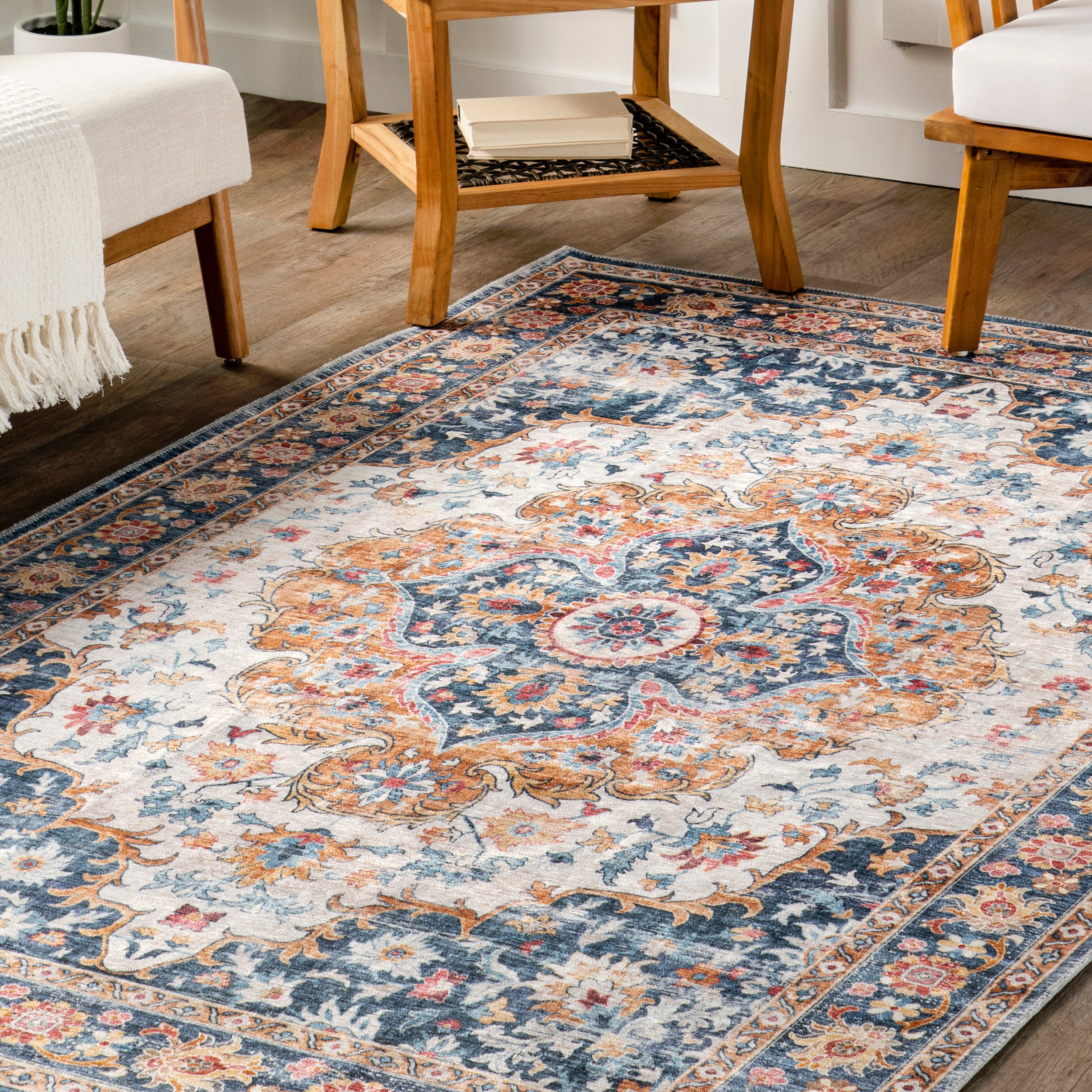 Emi Traditional Stain-Resistant Machine Washable Area Rug - Image 9