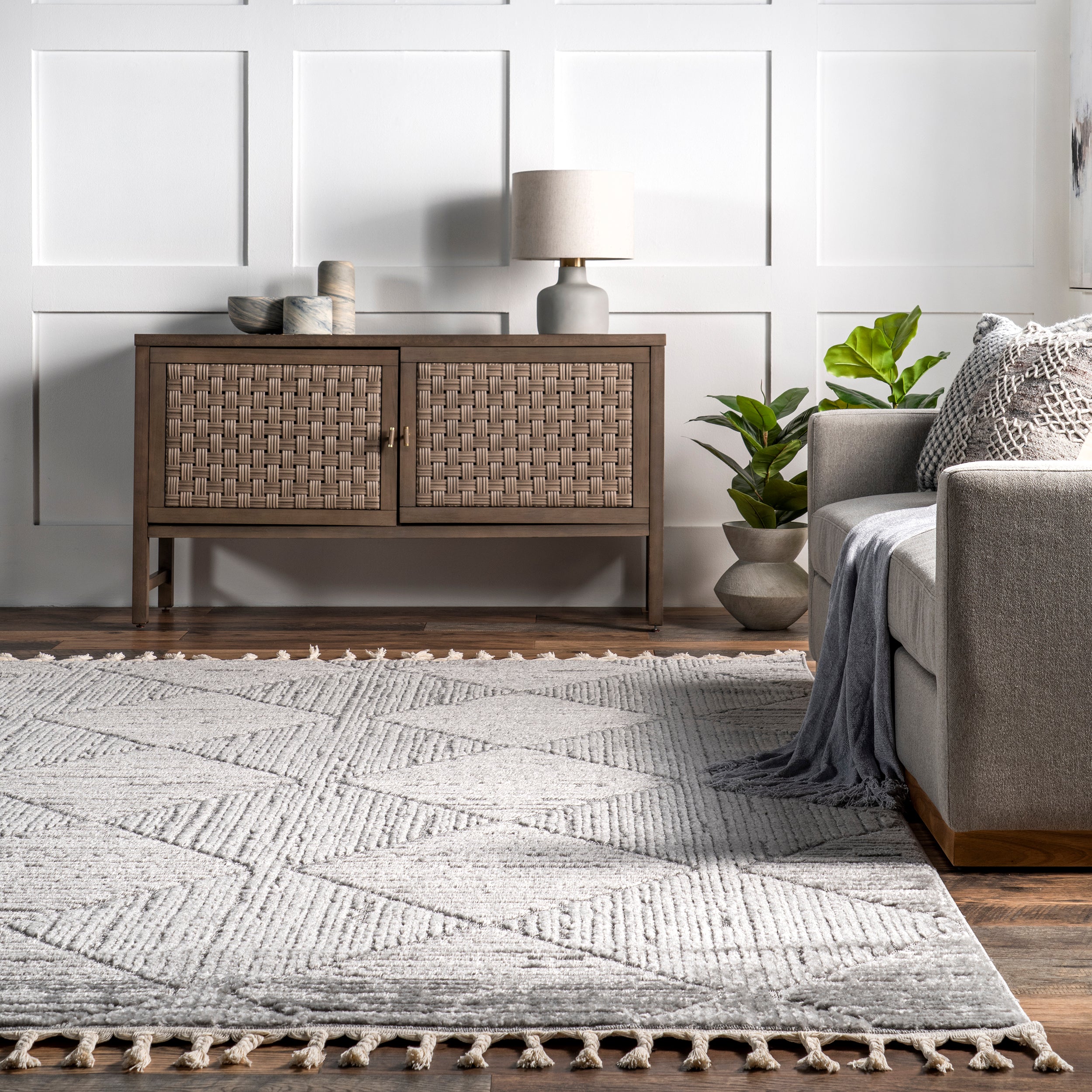 Kerry Textured Geometric Tasseled Area Rug - Image 18
