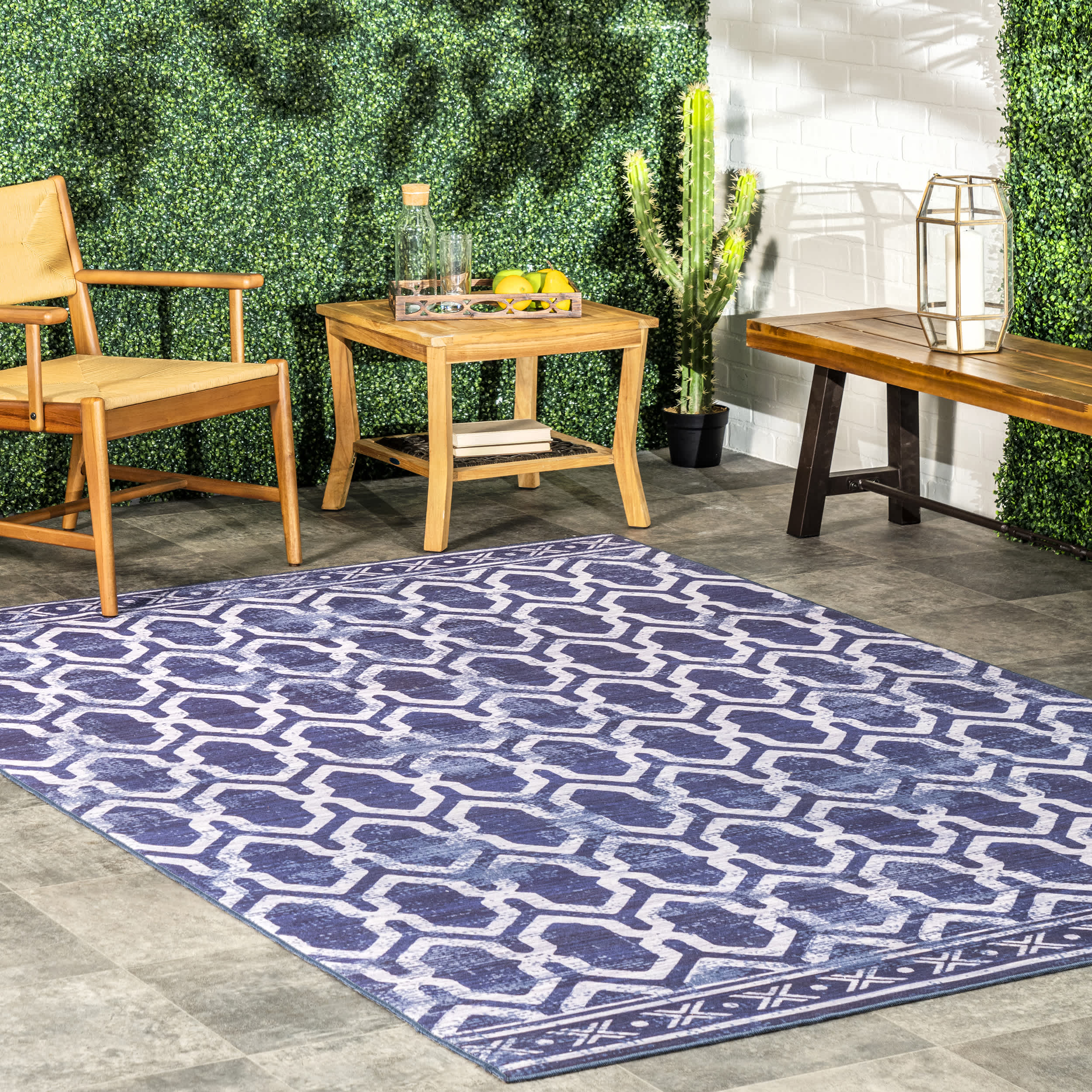 Fae Geometric Machine Washable Indoor/Outdoor Area Rug - Image 2