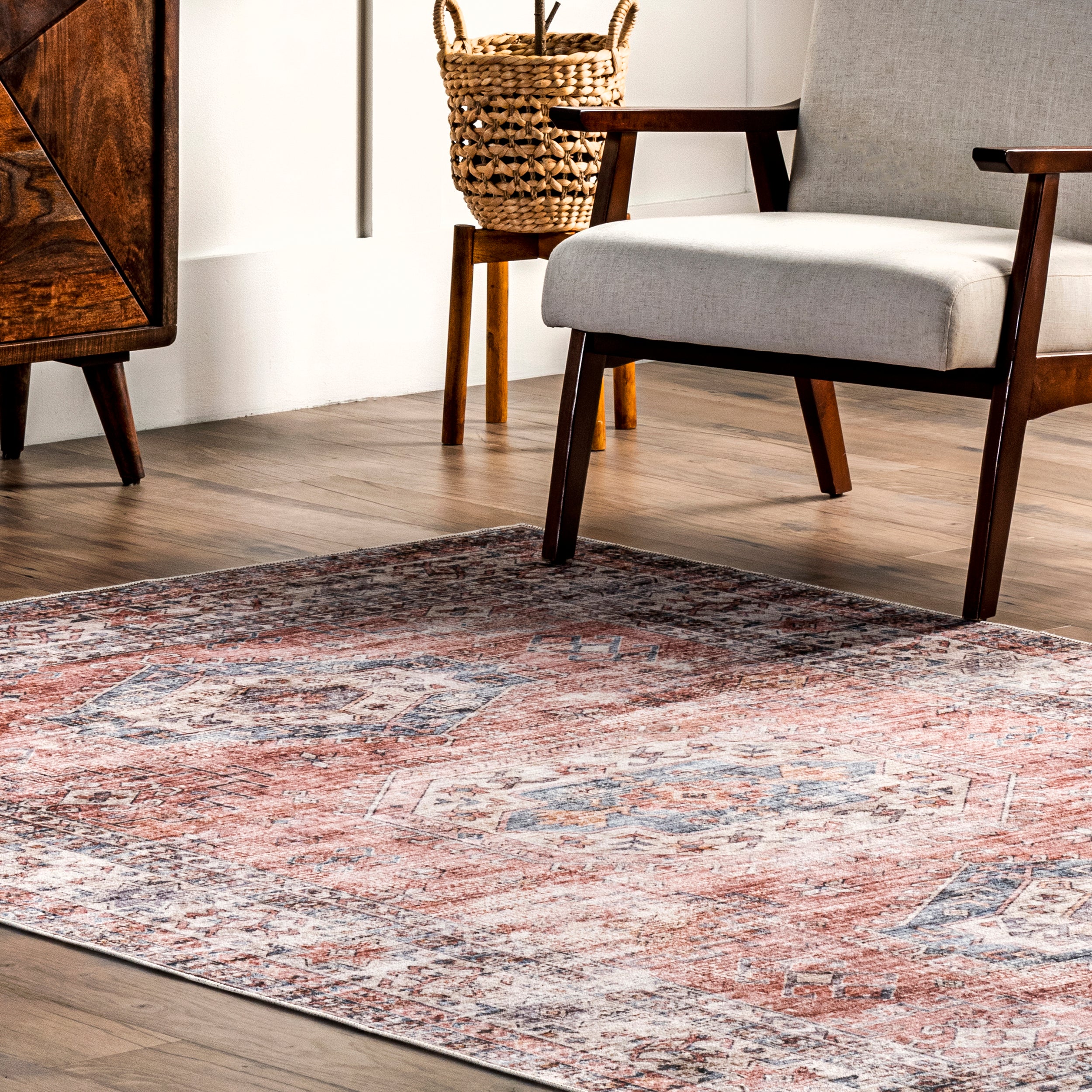 Desna Machine Washable Faded Vintage Area Rug - Image 9