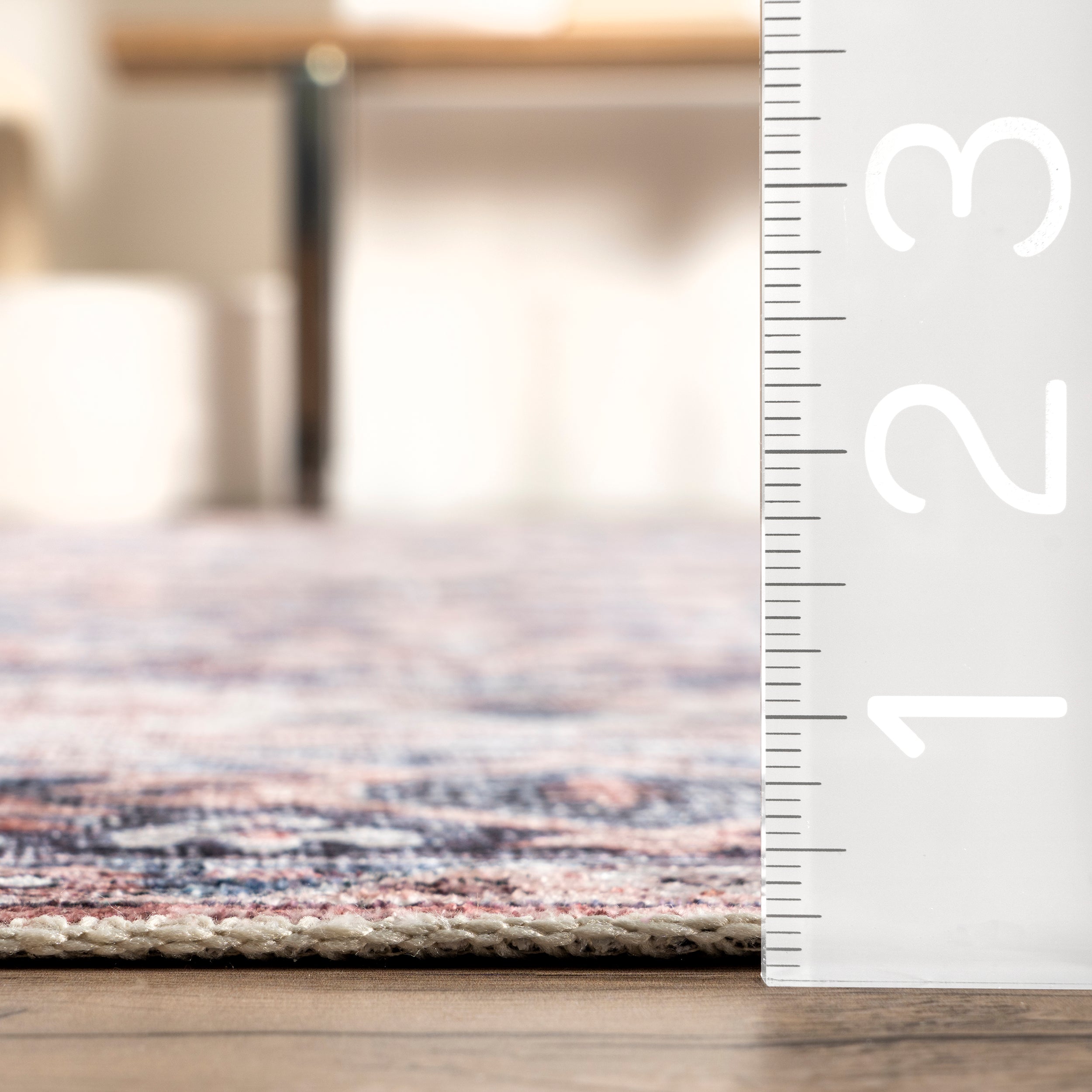 Kay Distressed Stain-Resistant Machine Washable Area Rug - Image 3