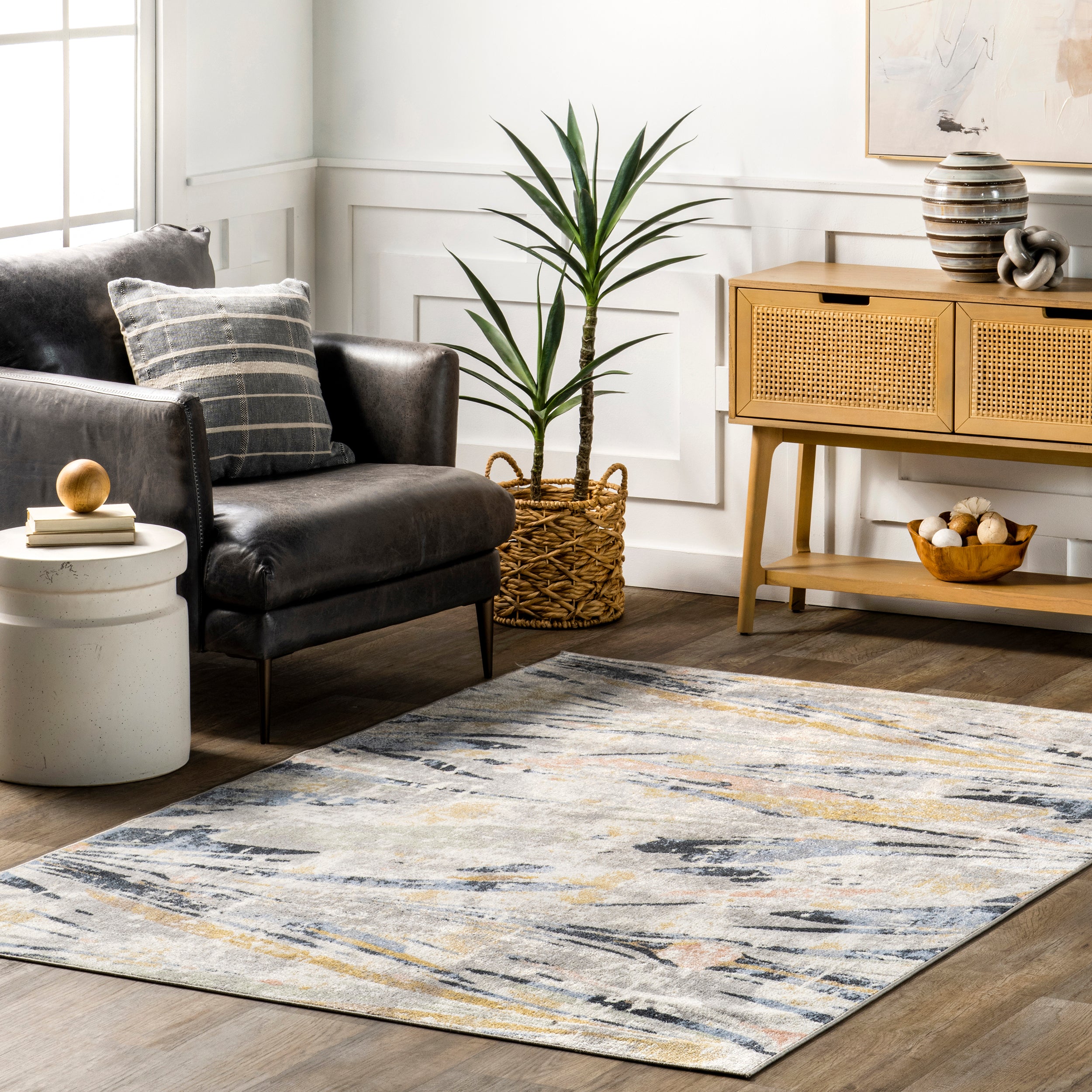 Daveign Abstract Lines Machine Washable Area Rug - Image 2