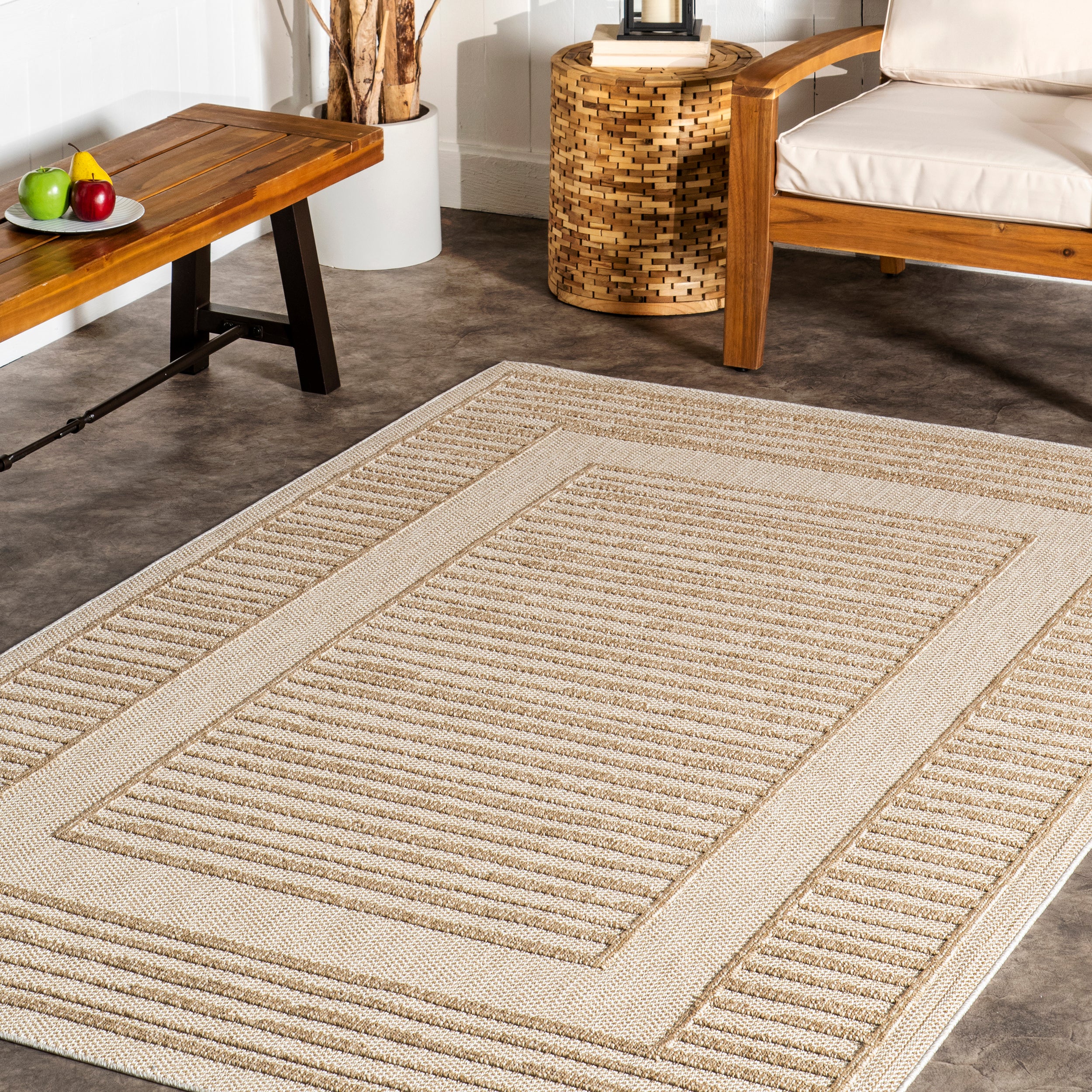 Rickie Solid Striped Indoor/Outdoor Area Rug - Image 9