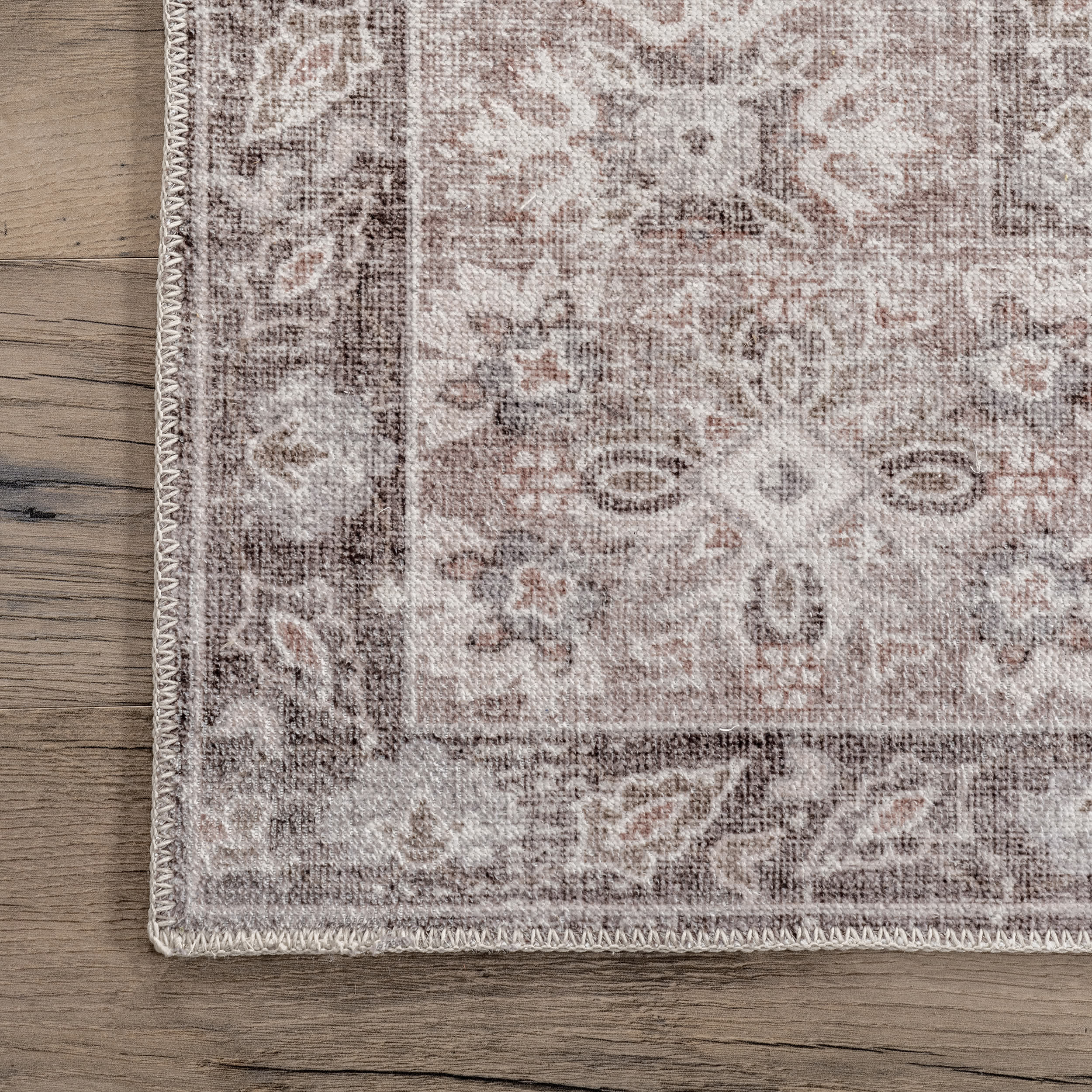 Elsa Machine Washable Floral Blossom Medallion Area Rug - Image 5