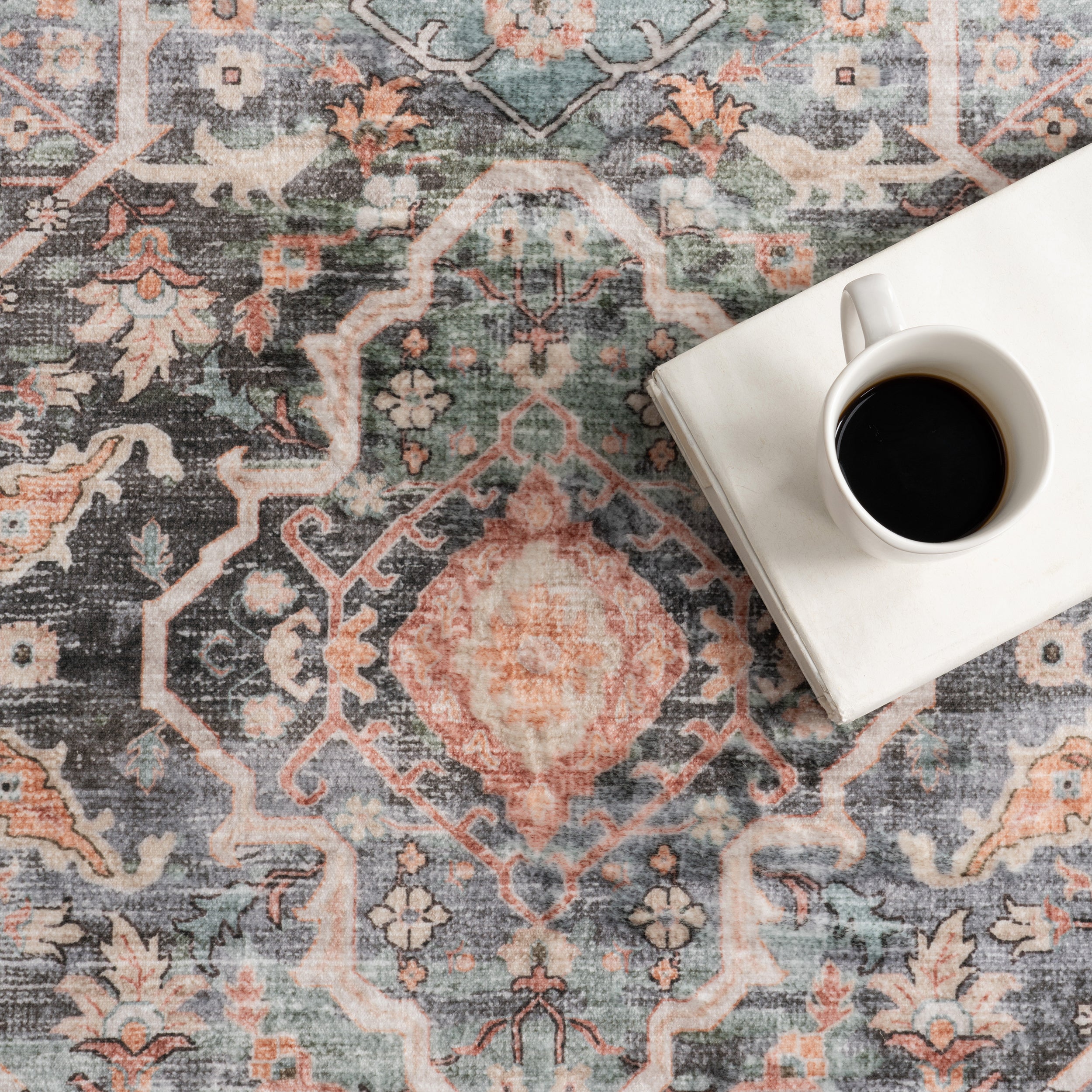Caisyn Bordered Medallion Machine Washable Area Rug - Image 7