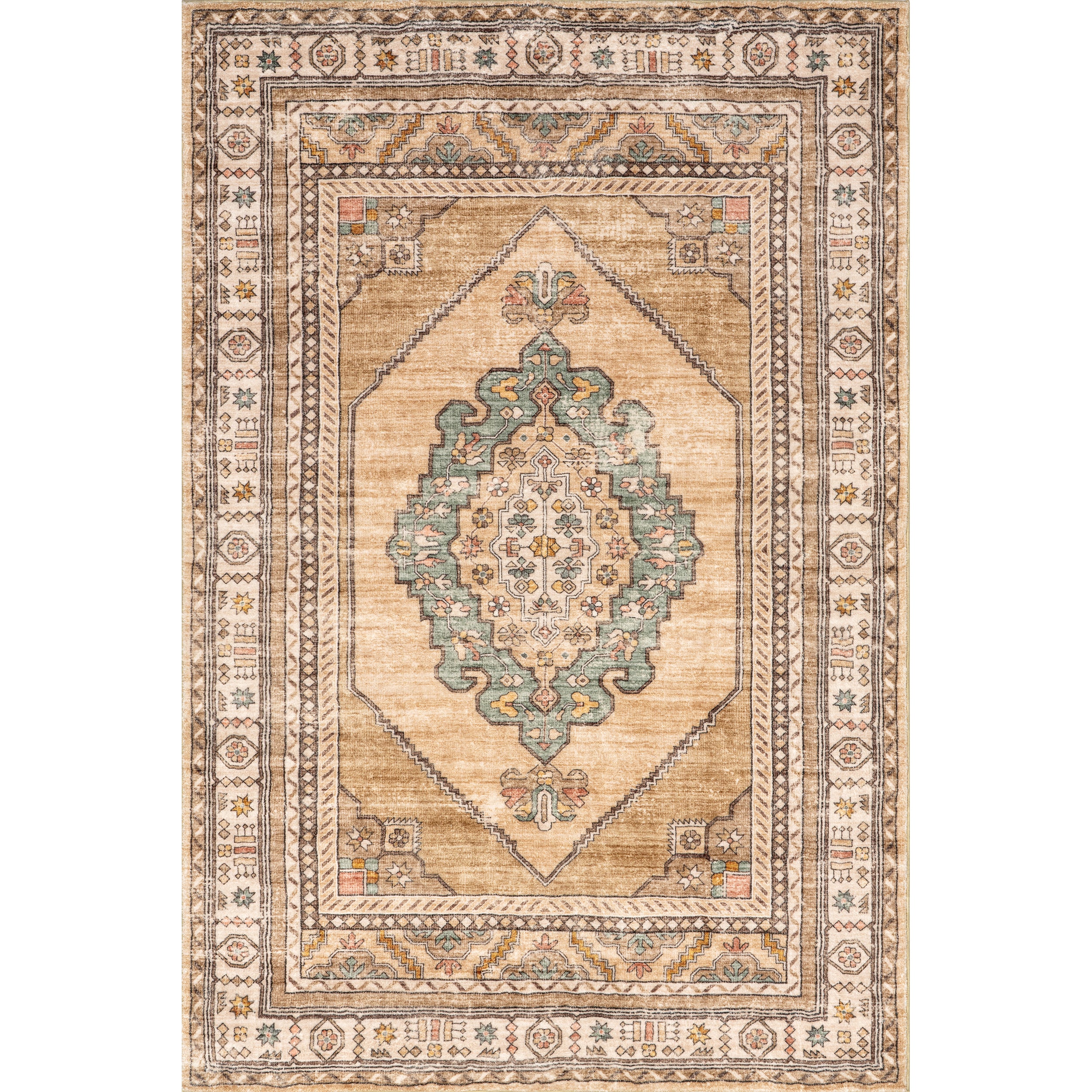 Hollyn Vintage Medallion Machine Washable Area Rug