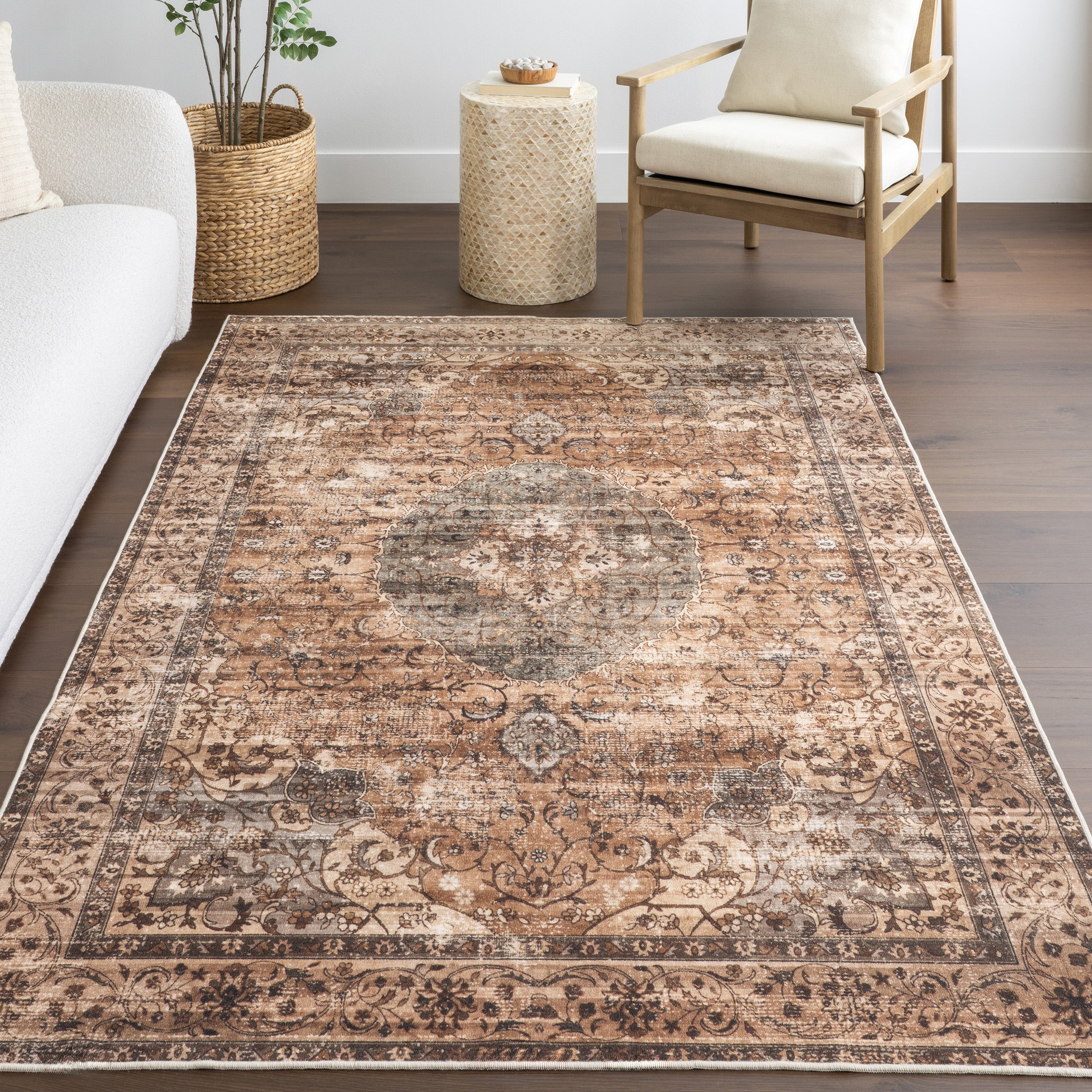 Karrigan Medallion Spill Proof Machine Washable Area Rug - Image 9