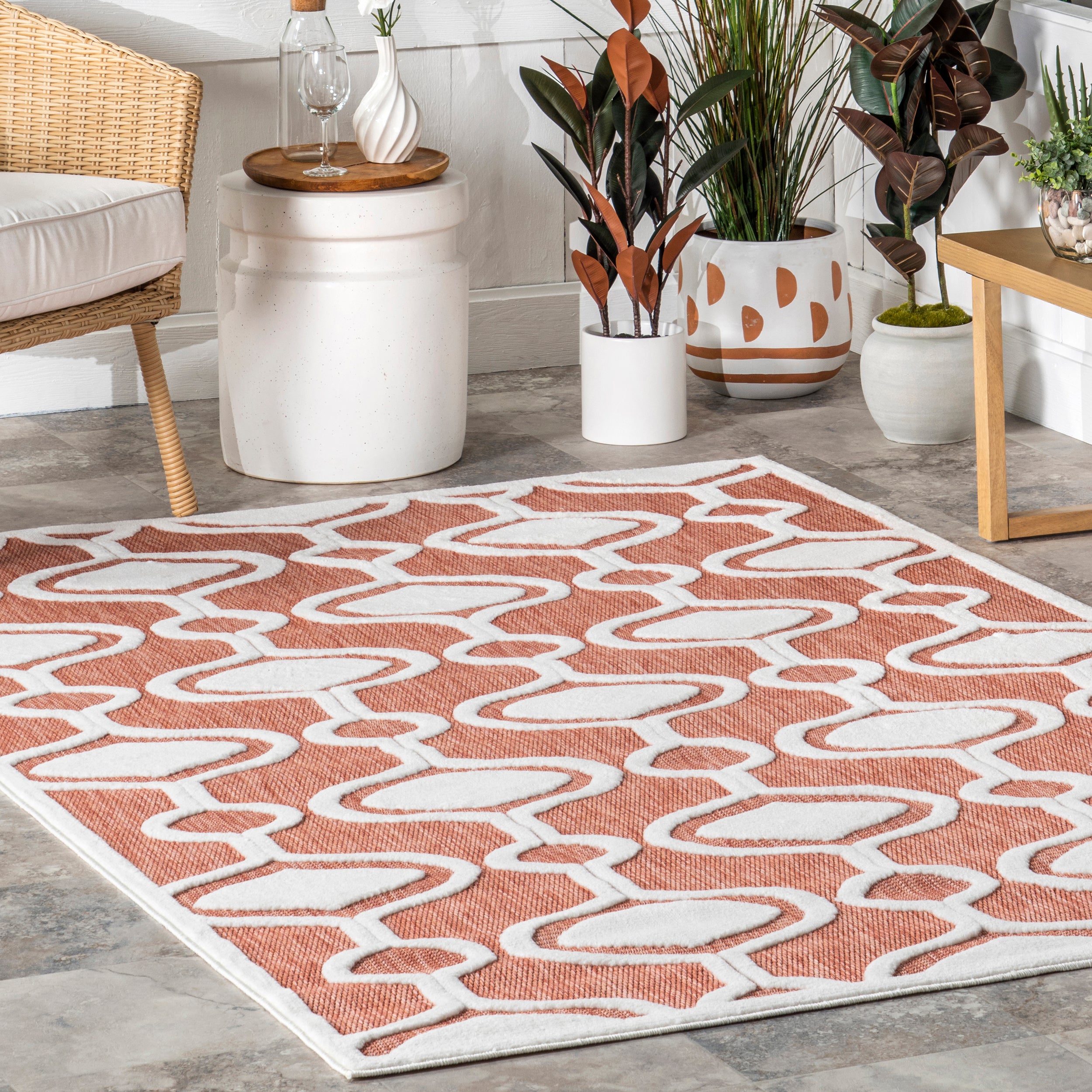 Lila Geometric Striped Indoor/Outdoor Area Rug - Image 9