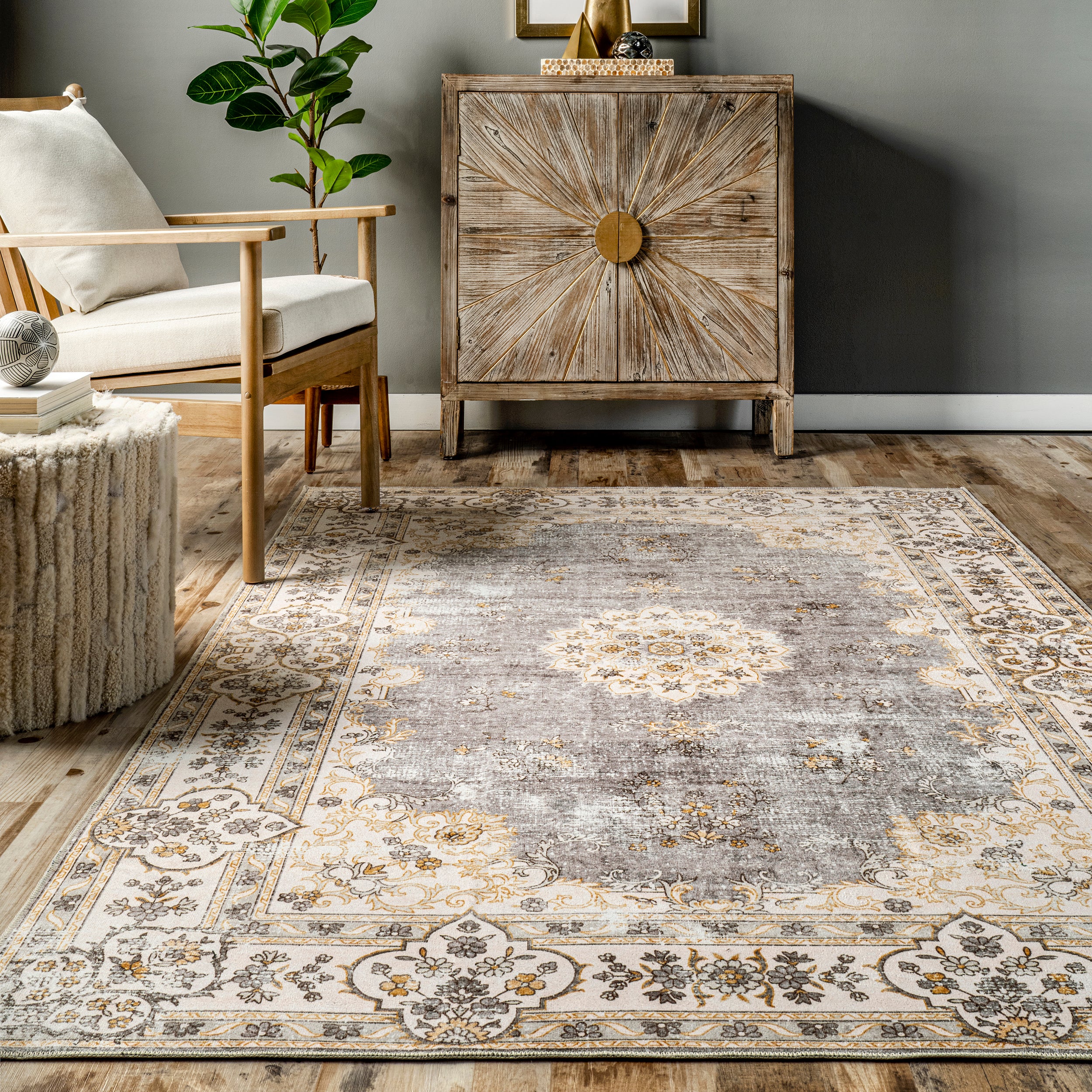 Ren Vintage Floral Machine Washable Area Rug - Image 21